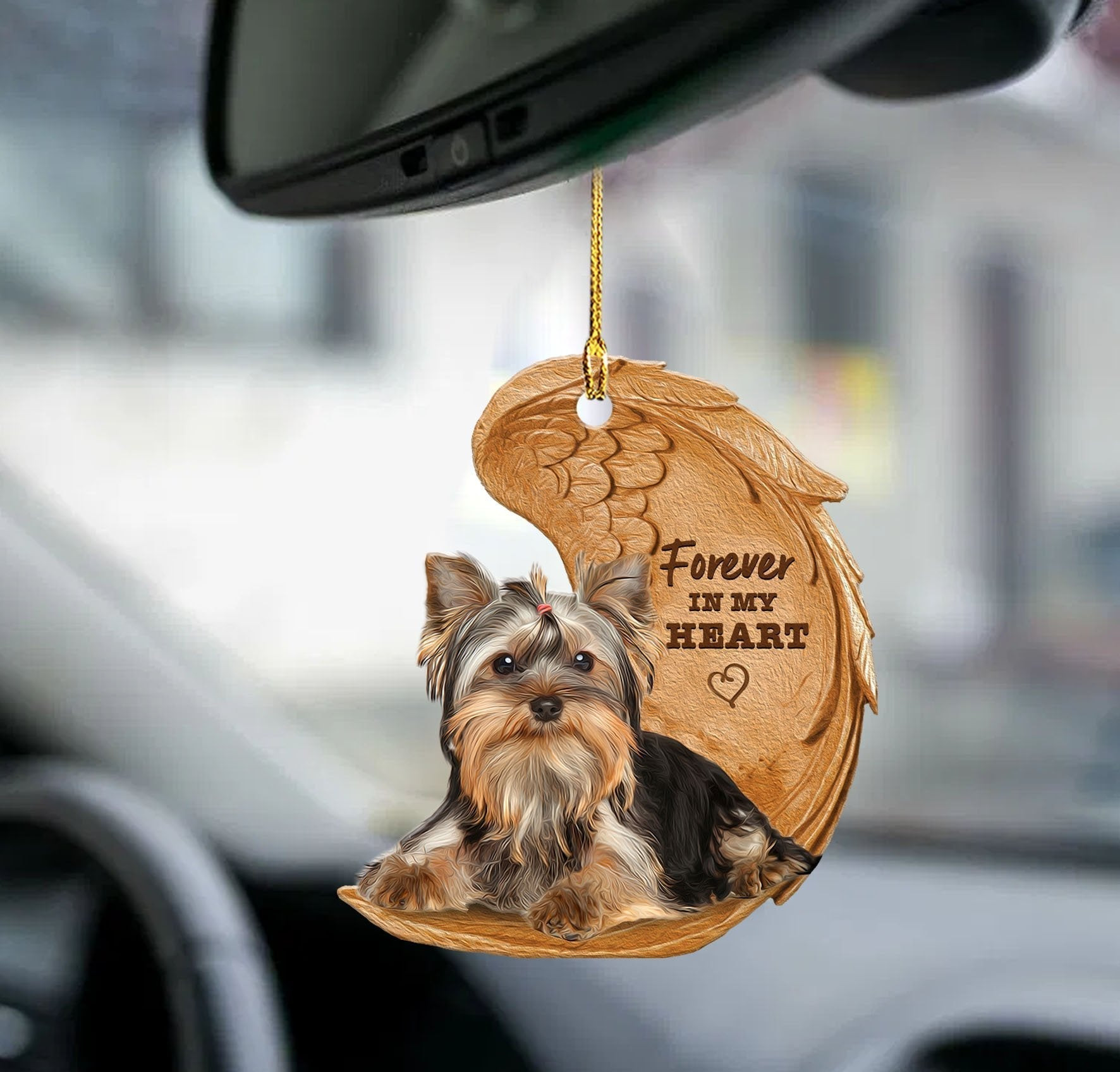 Yorkie Forever In My Heart Hanging Ornament Dog Ornament Lasfour