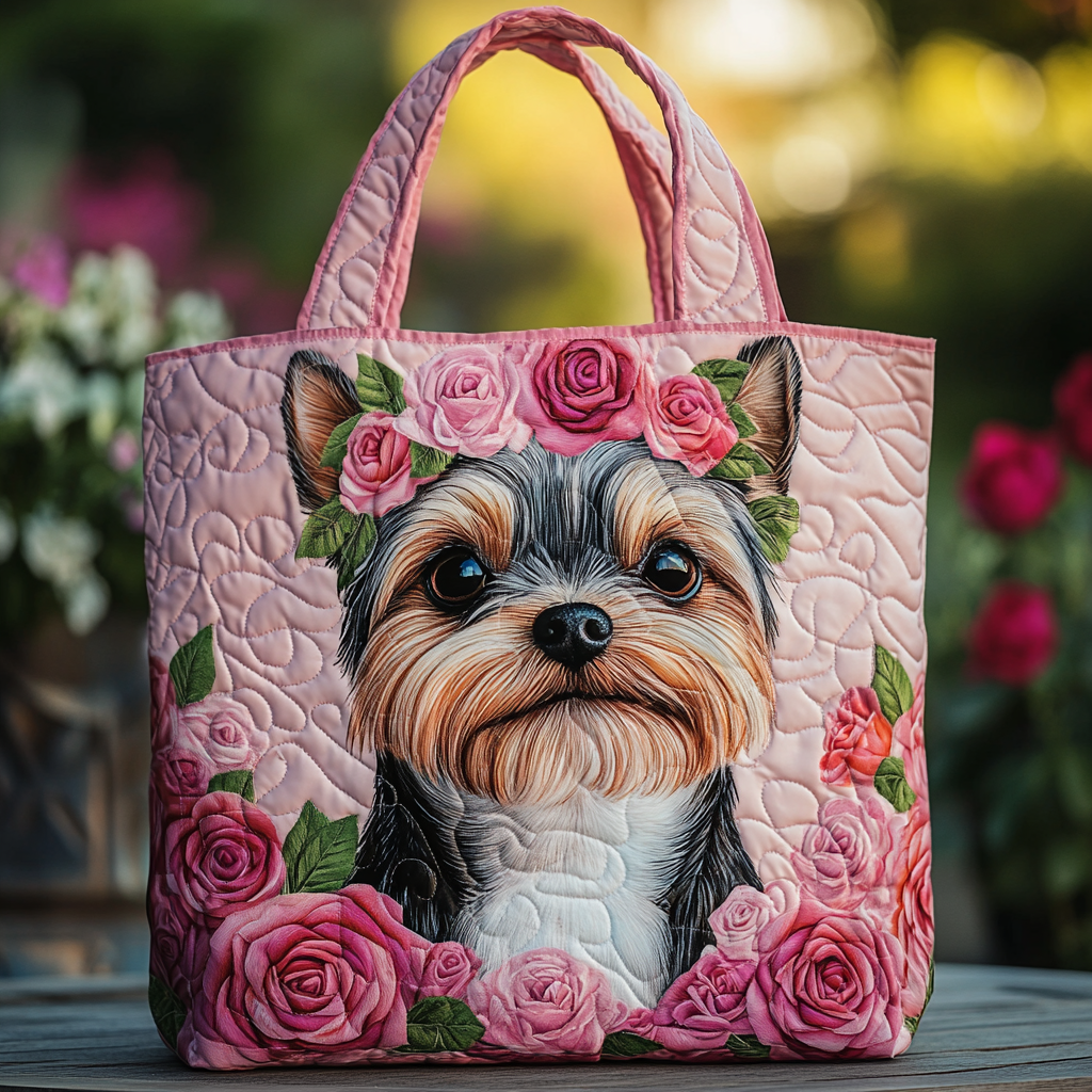 Yorkie Glow Quilted Tote Bag Xmas Presents For Dog Lovers