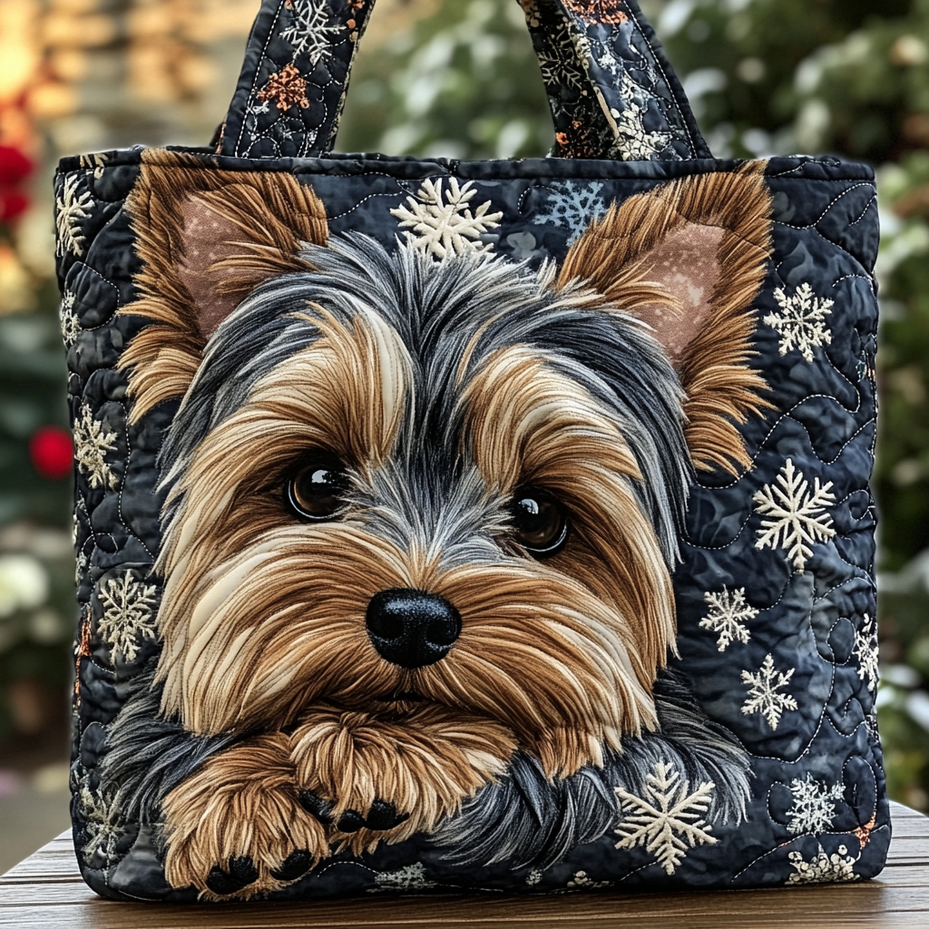 Yorkie Joy Quilted Tote Bag Xmas Gift For Dog Lover