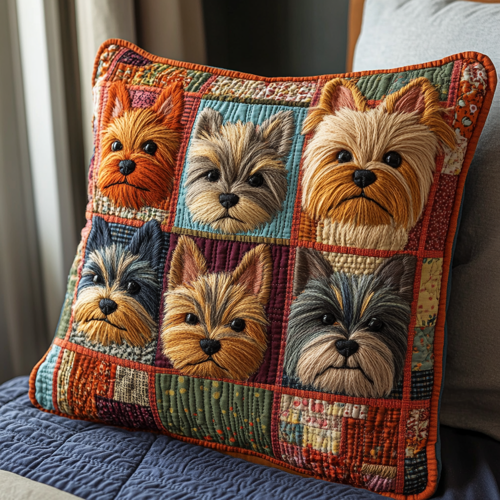 Yorkie Love Quilted Pillow Case Best Throw Pillow Covers Gifts For Yorkshire Terrier Lovers