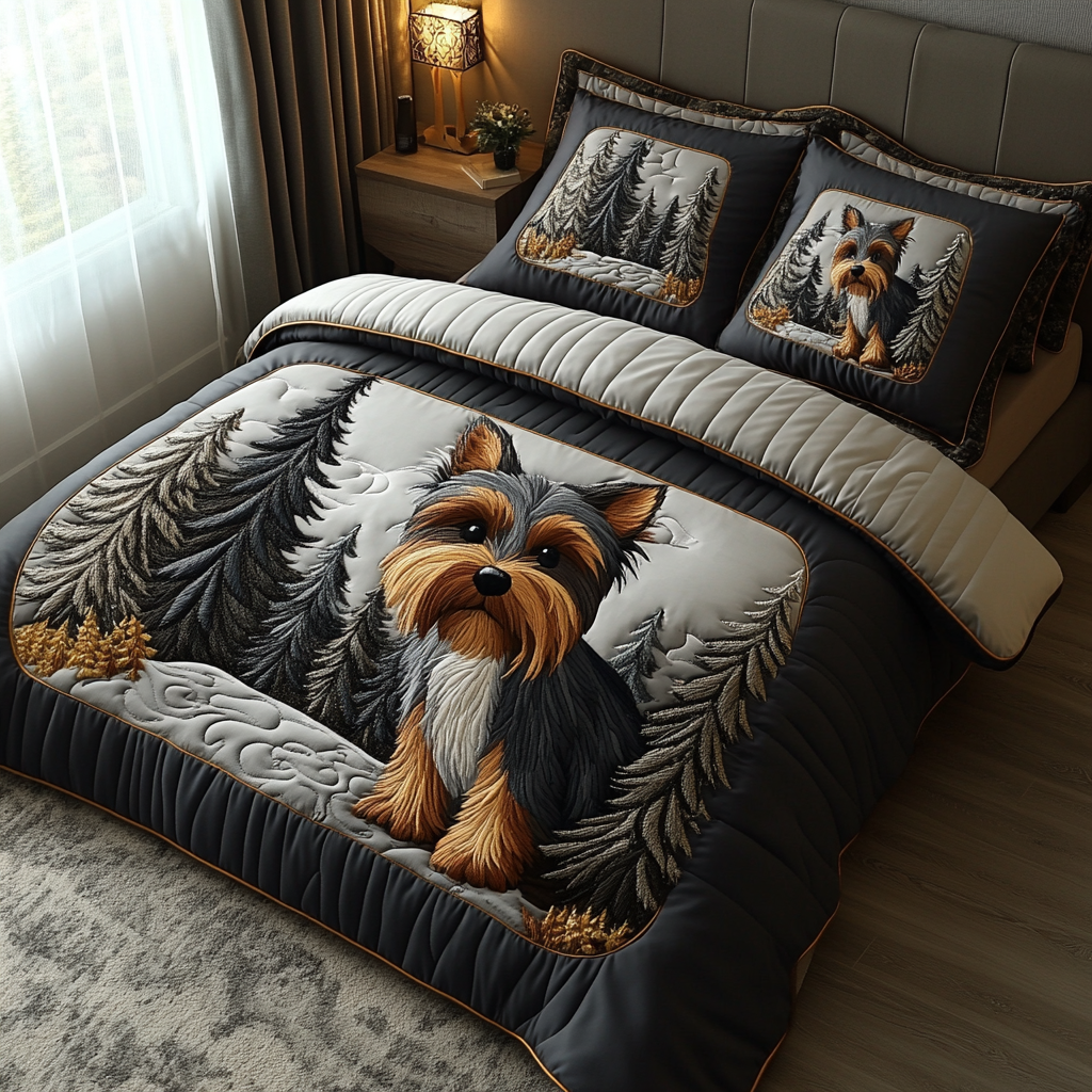 Yorkie Magic Quilted Bedding Set Bed Decor Ideas Yorkshire Terrier Merchandise