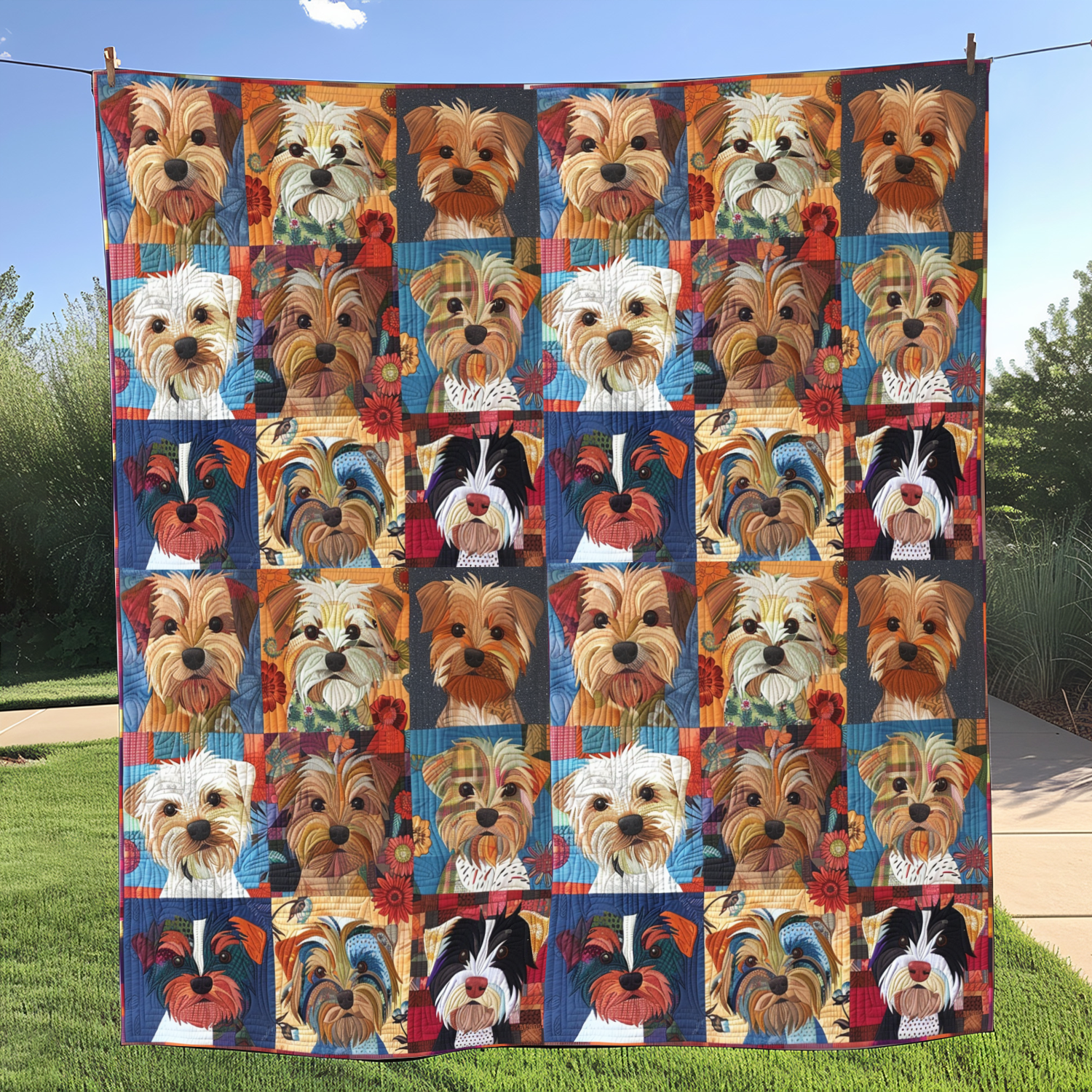 Yorkie Mosaic Quilted Blanket Gifts For Yorkie Lovers