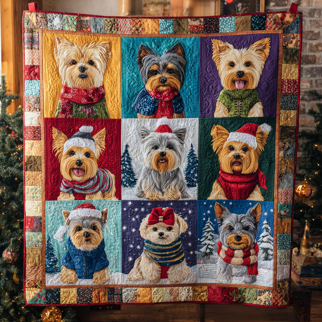 Yorkie Parade Quilt Blanket Throws For Couch Christmas Gift for Dog Lovers