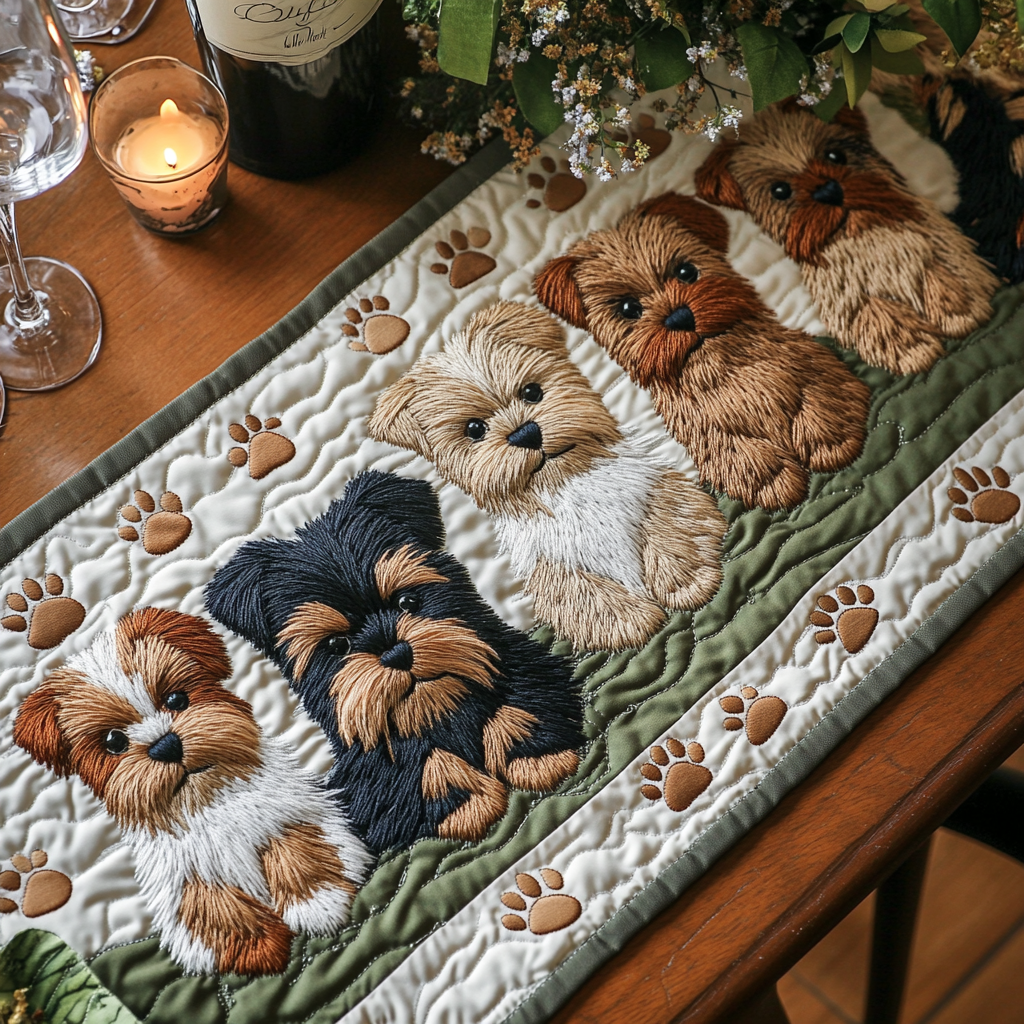 Yorkie Snooze Quilted Table Runner Kitchen Table Decor Ideas Yorkshire Terrier Merchandise