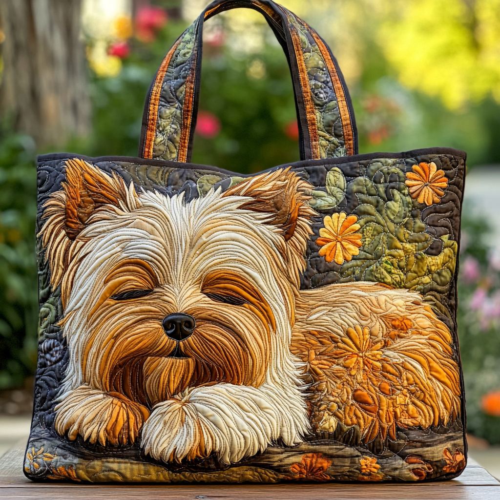 Yorkie Spirit Quilted Tote Bag Xmas Gifts For Dog Lovers