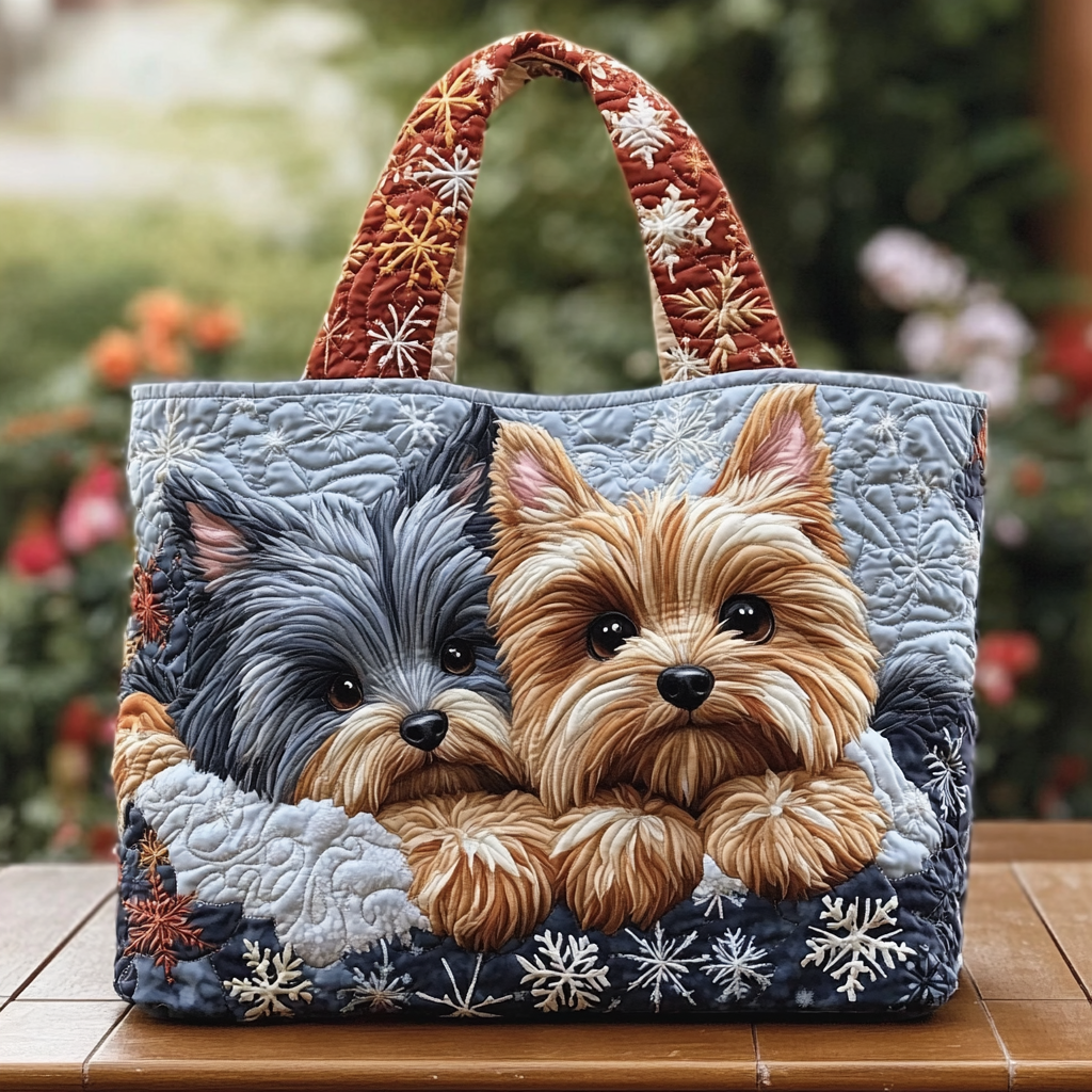 Yorkie Star Quilted Tote Bag Xmas Present For Dog Lovers