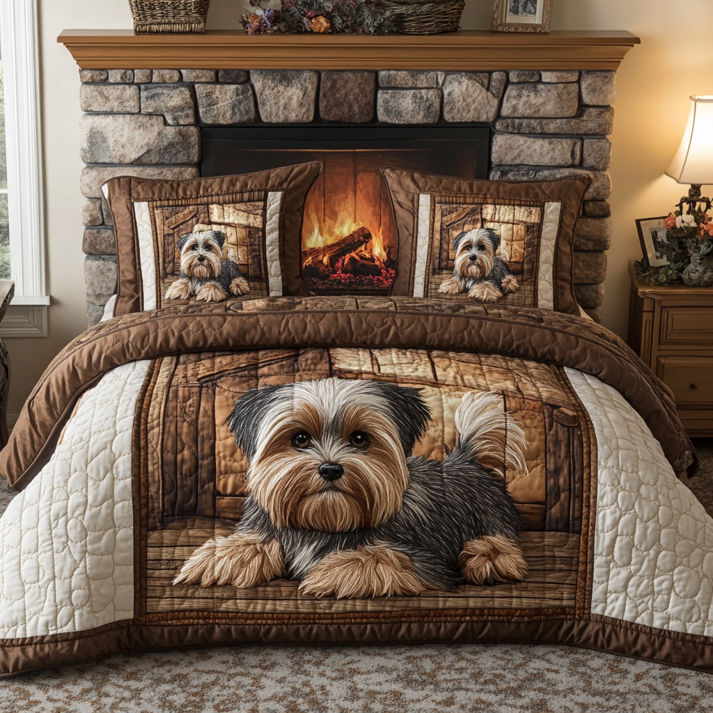 Yorkie Wonder Quilted Bedding Set Unique Bedding Gift for Family Gatherings