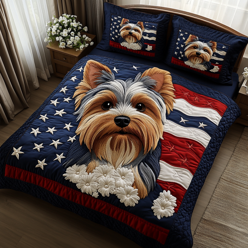 Yorkie World Quilted Bedding Set Best Bedding Gift for Holiday Season 2025