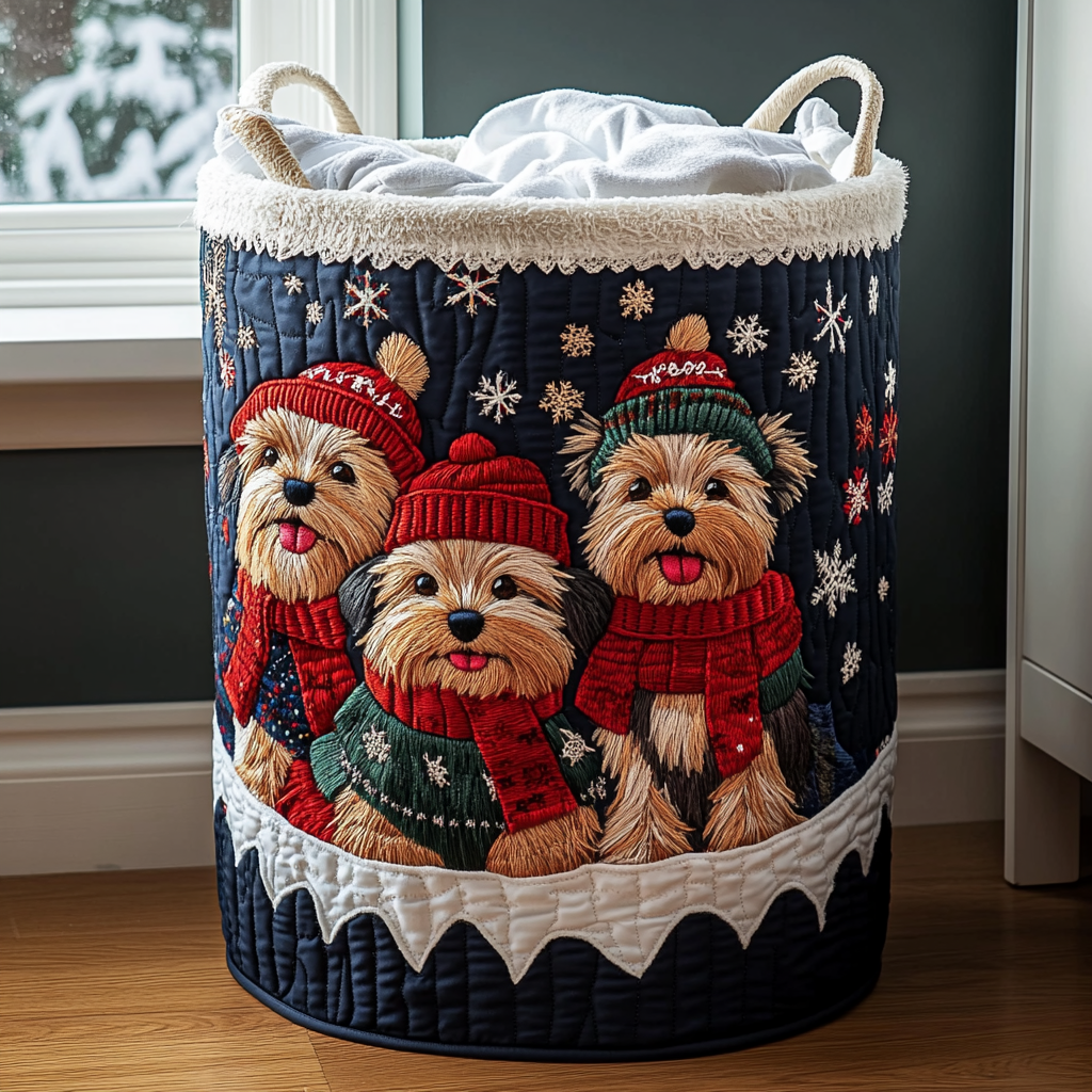 Yorkshire Cheer Quilted Laundry Basket Modern Quilted Laundry Basket Gift for Stylish Homes