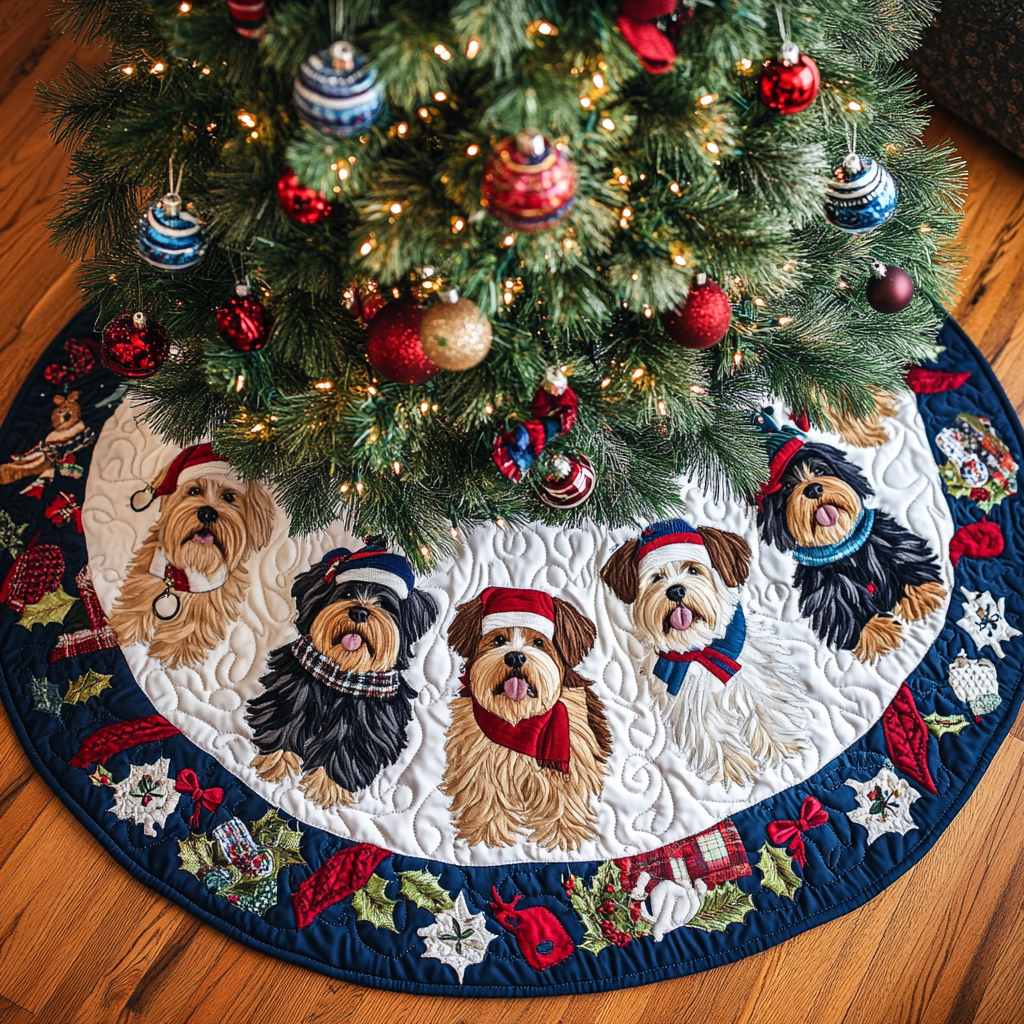 Yorkshire Holiday Joy Christmas Quilted Tree Skirt Exclusive Holiday Tree Skirt Gift for Families