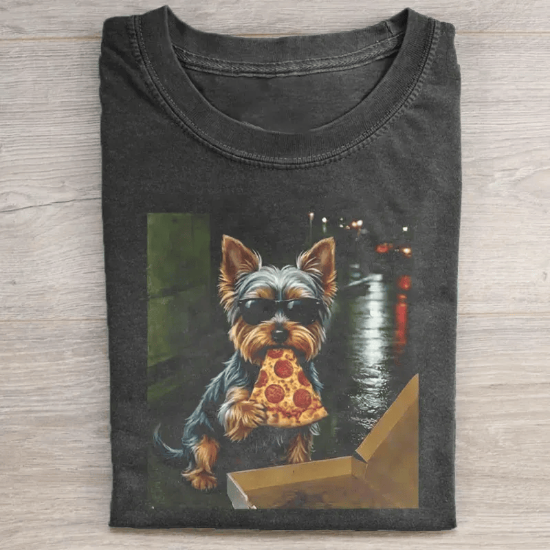 Yorkshire Terrier Eating Pizza T-Shirt Funny Yorkie Dog Lover Tee Cool Dog Shirt Best Gift For Yorkie Fans