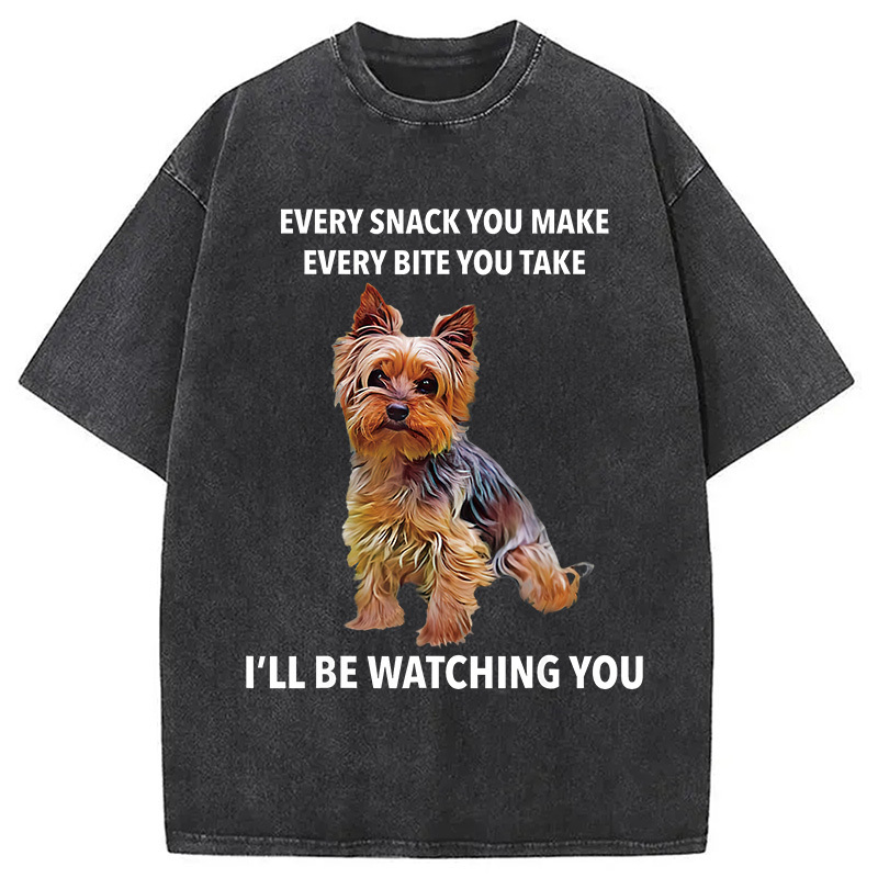 Yorkshire Terrier Funny Meme Washed T-Shirt Classic Graphic Fashion Tee Gifts For Besties
