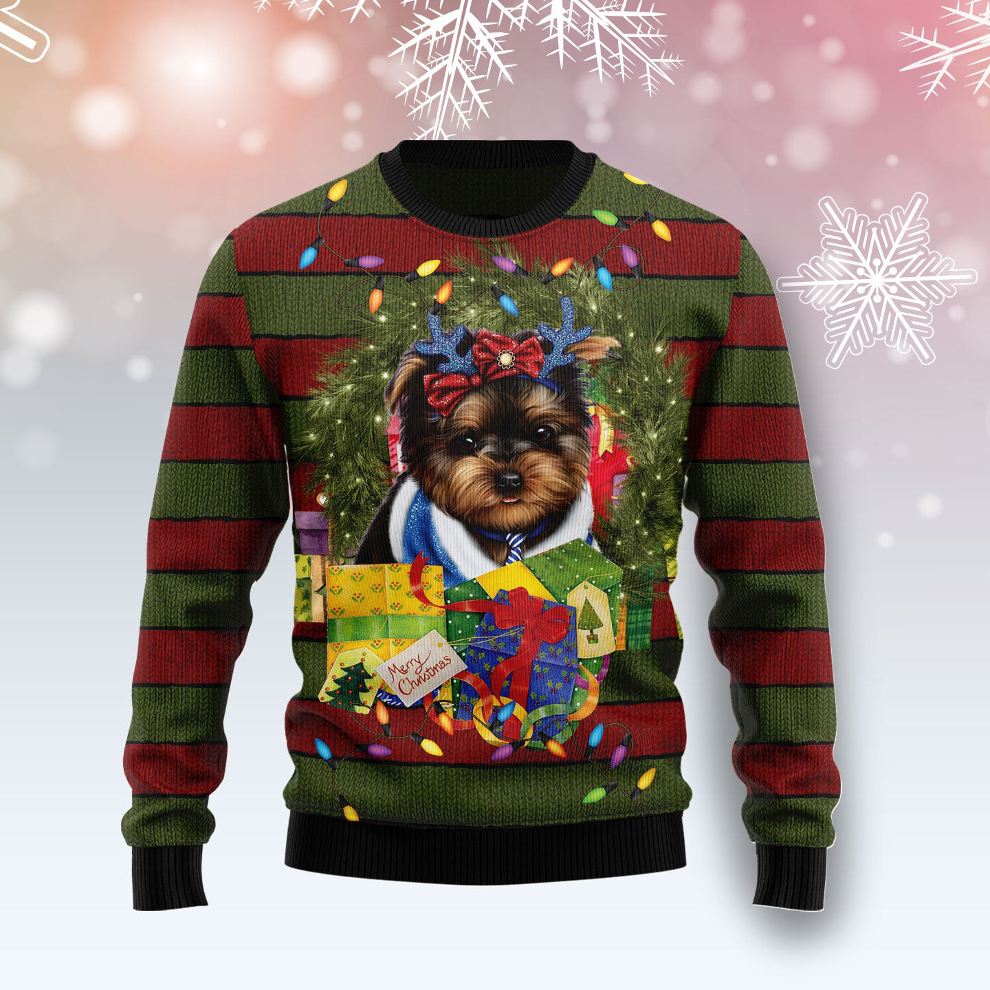 Yorkshire Terrier Gift Xmas Ugly Christmas Sweater Winter Clothing Dog Themed Secret Santa Gift