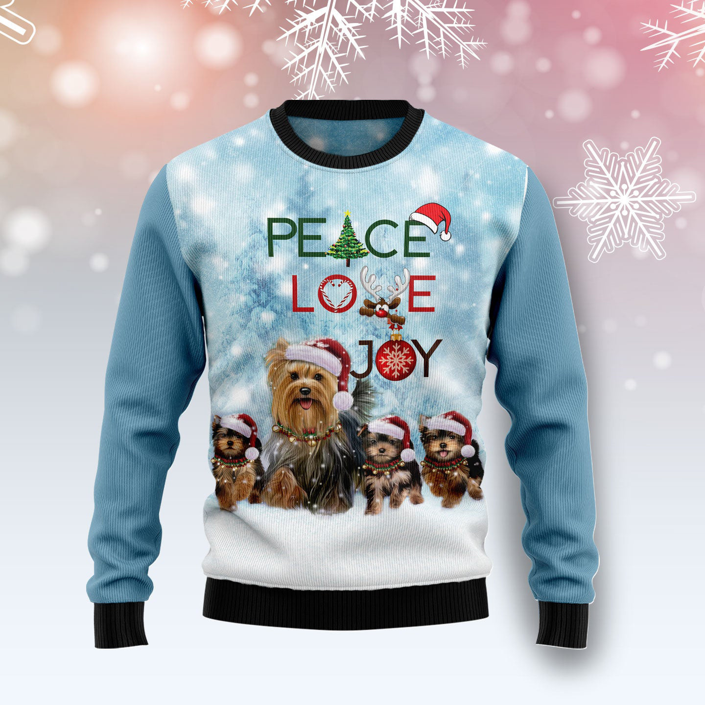Yorkshire Terrier Peace Love Joy Ugly Christmas Sweater Animal Themed Dog Christmas Presents