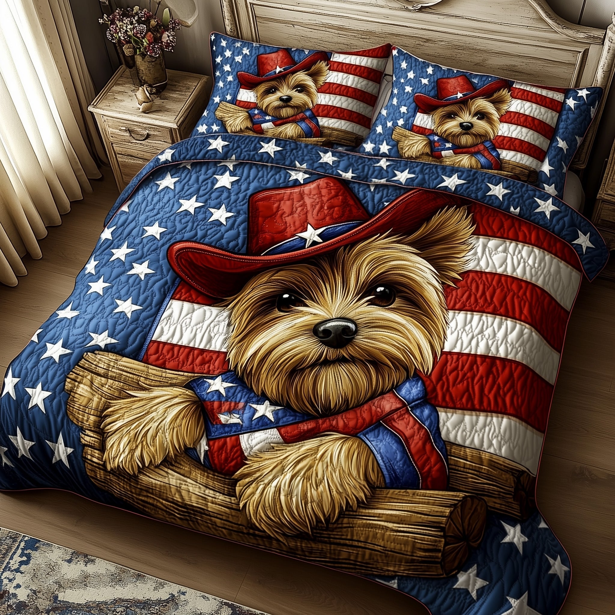 Yorkshire Terrier Quilted Bedding Set Duvet Cover Bed Sheet Dog Gift Items Merch