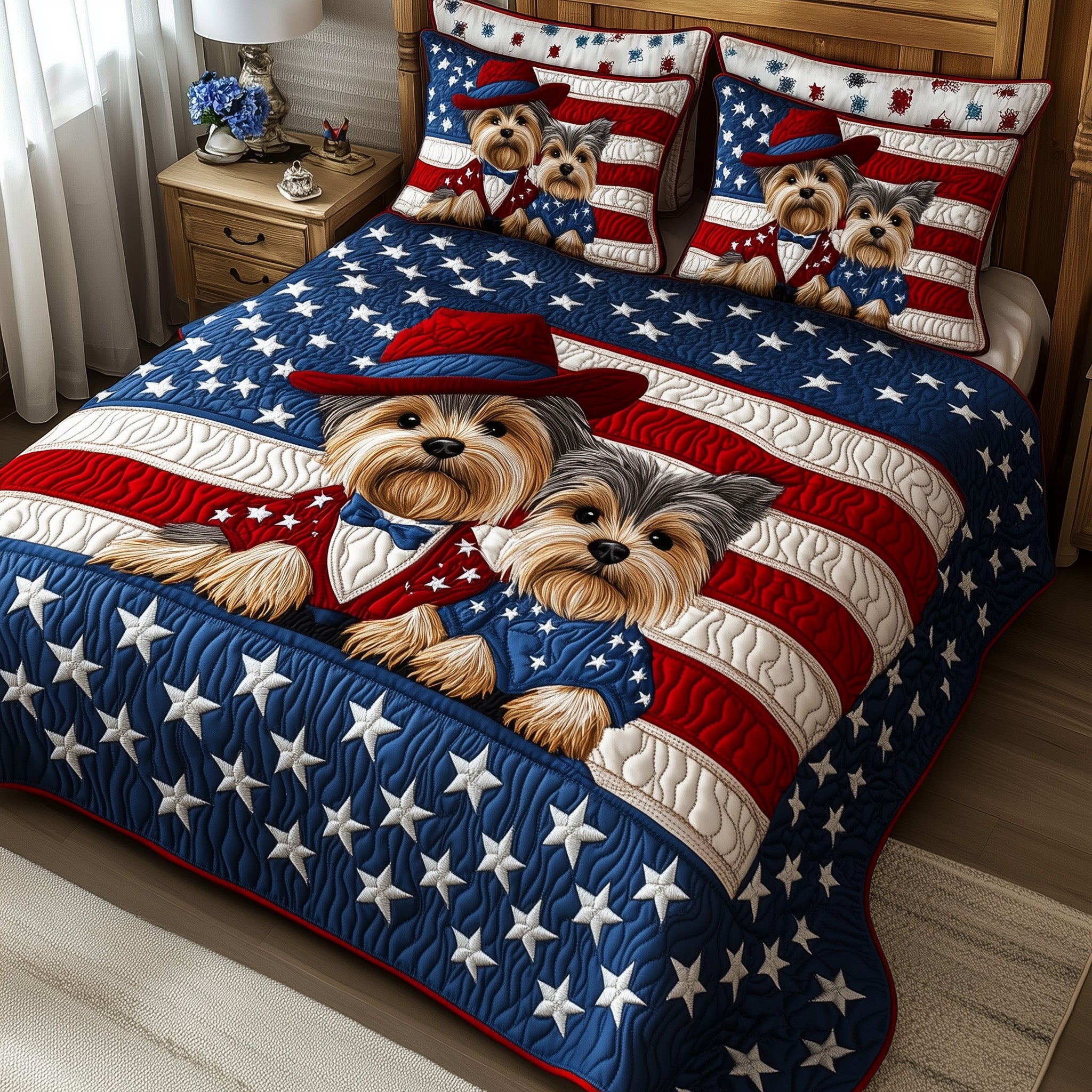 Yorkshire Terrier Quilted Bedding Set Duvet Cover Bed Sheet Things To Get Your Gf For Christmas