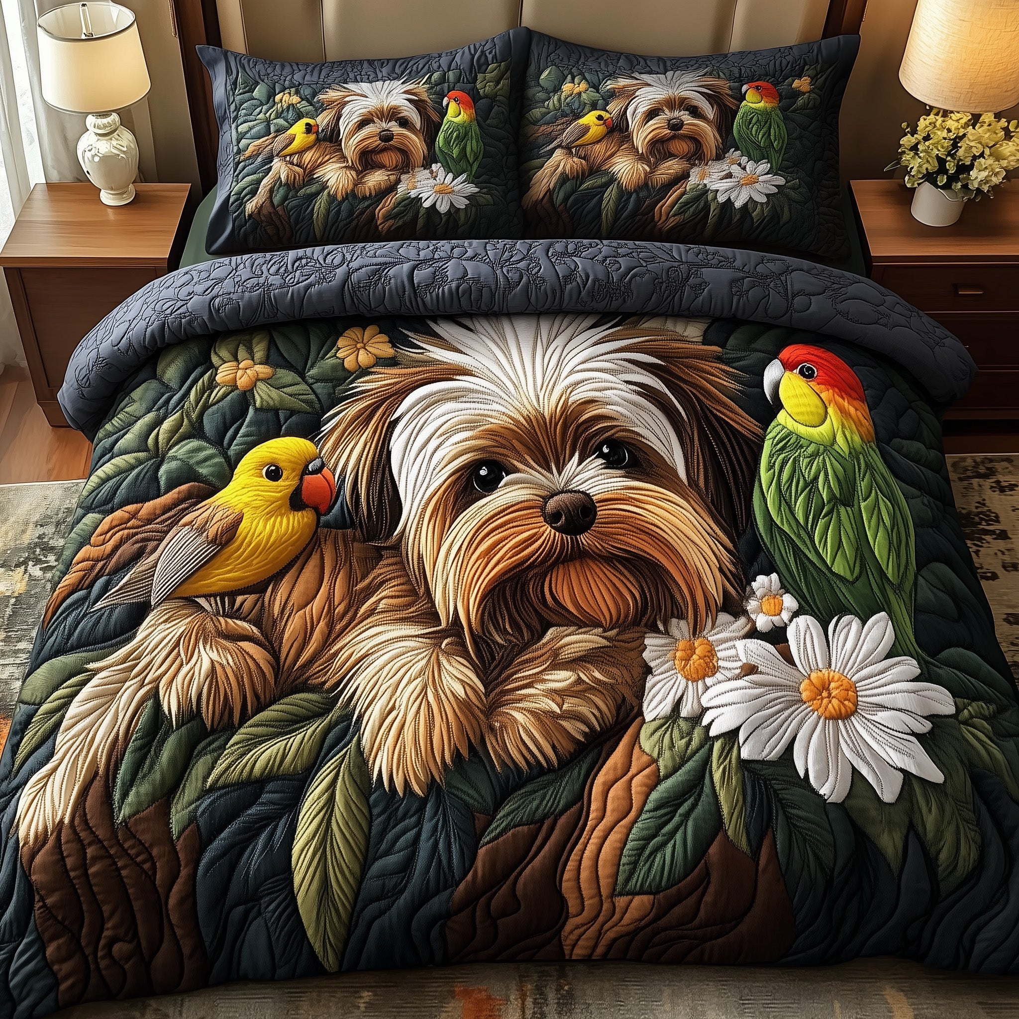Yorkshire Terrier Quilted Bedding Set Duvet Cover Bedspread Present Ideas For Dog Owners