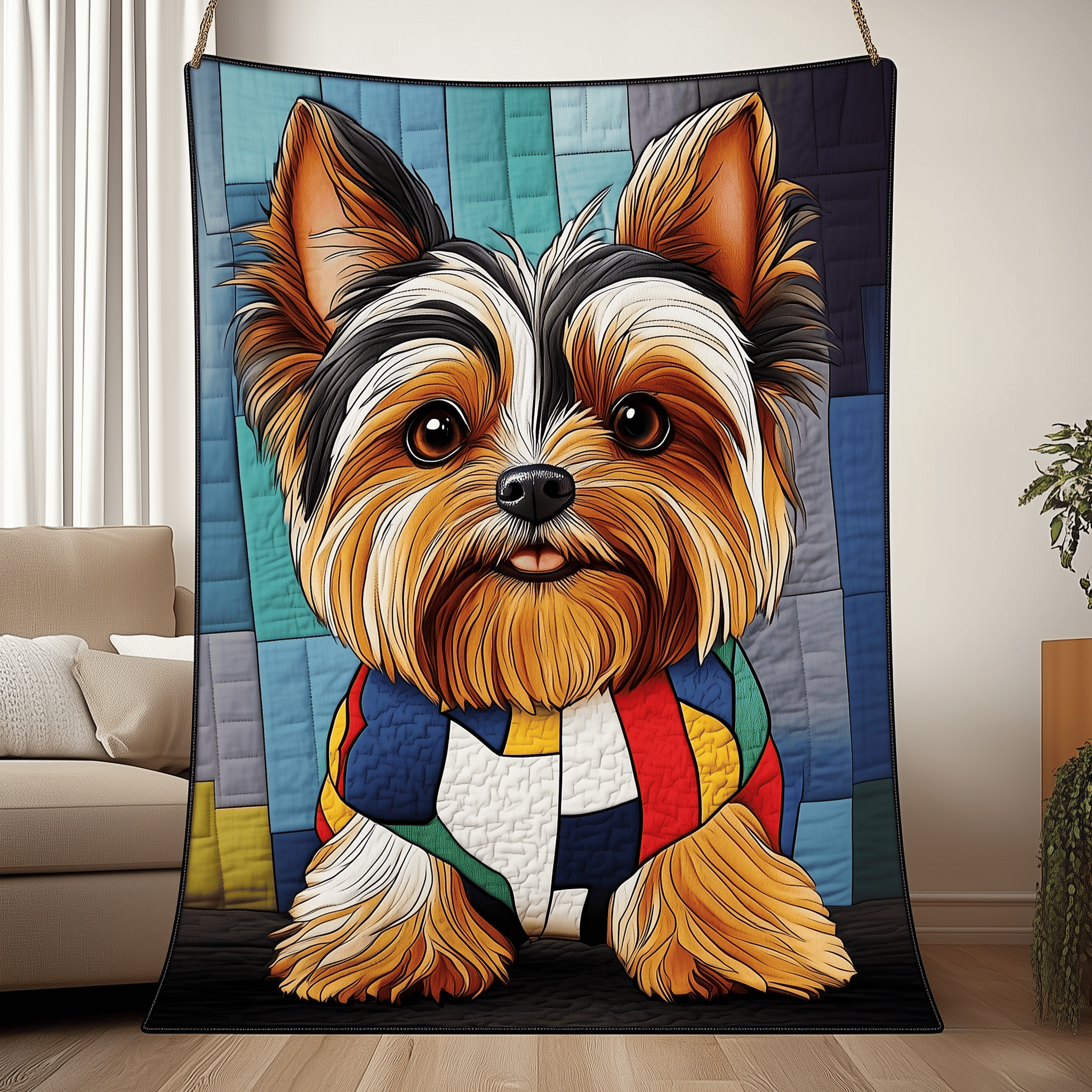 Yorkshire Terrier Quilted Blanket Christmas Quilted Blanket Christmas Gifts For Parents
