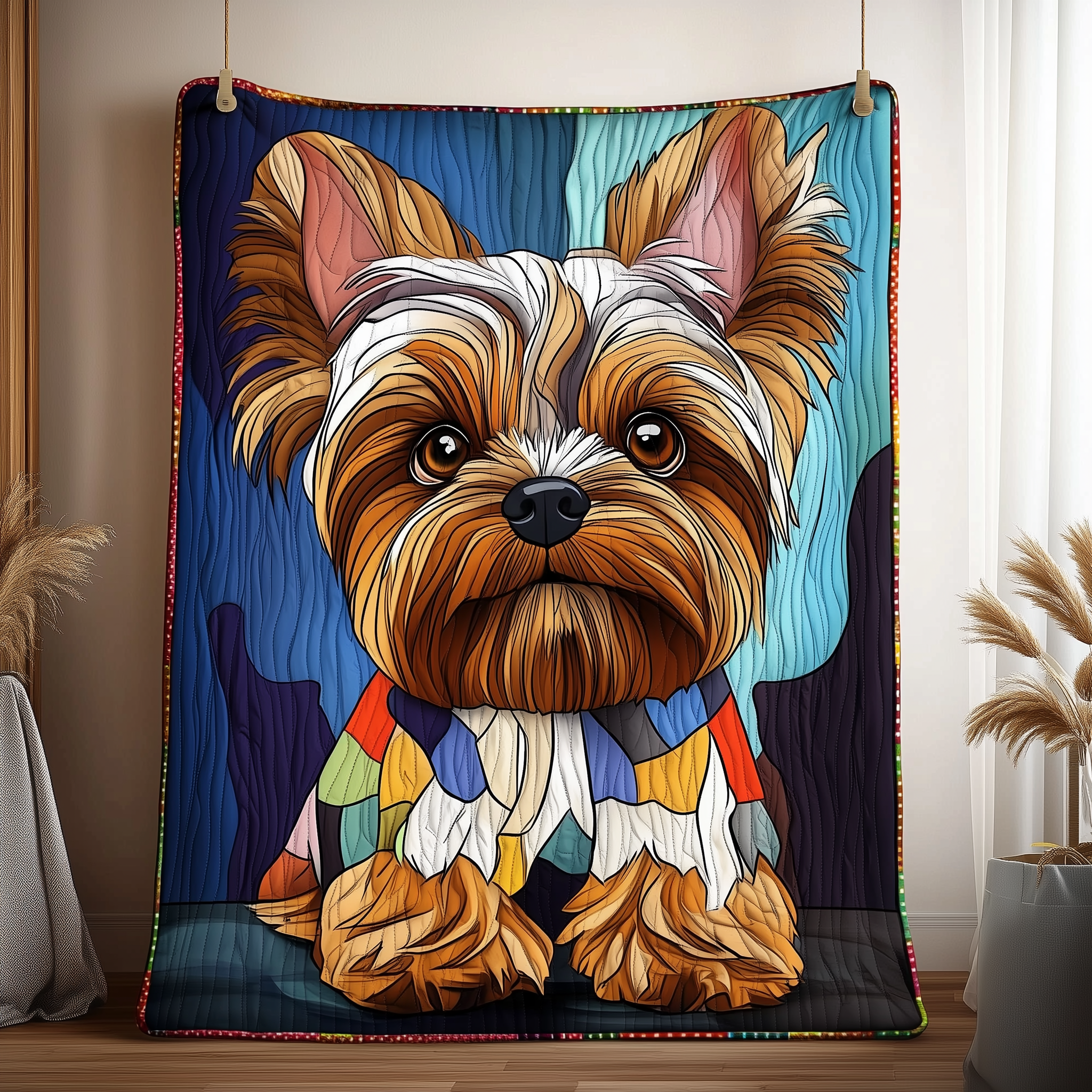 Yorkshire Terrier Quilted Blanket Christmas Throw Blanket Best Christmas Gifts For Women