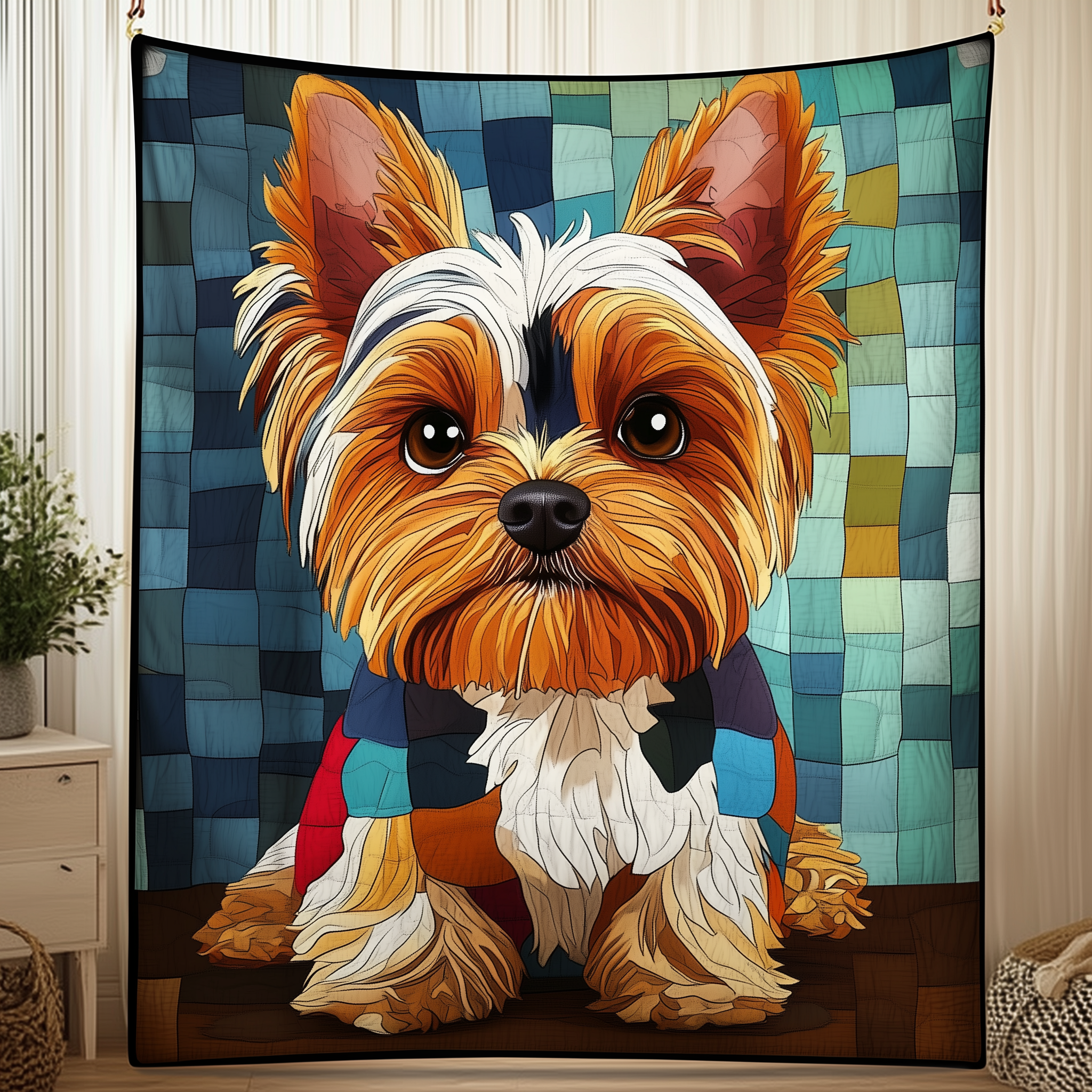 Yorkshire Terrier Quilted Blanket Christmas Throw Blanket Christmas Gifts For Grandparents