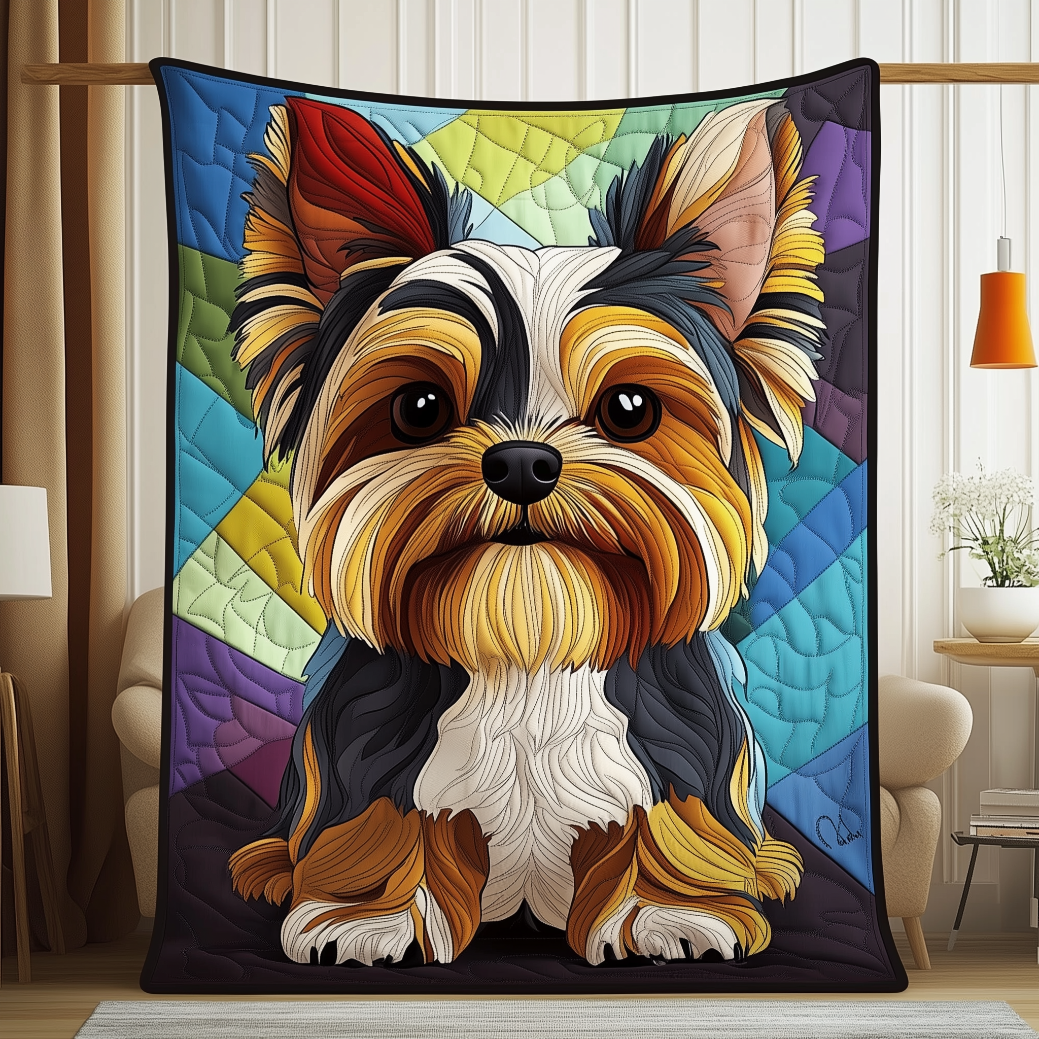 Yorkshire Terrier Quilted Blanket Christmas Throw Blanket Funny Christmas Gifts For Grandparents