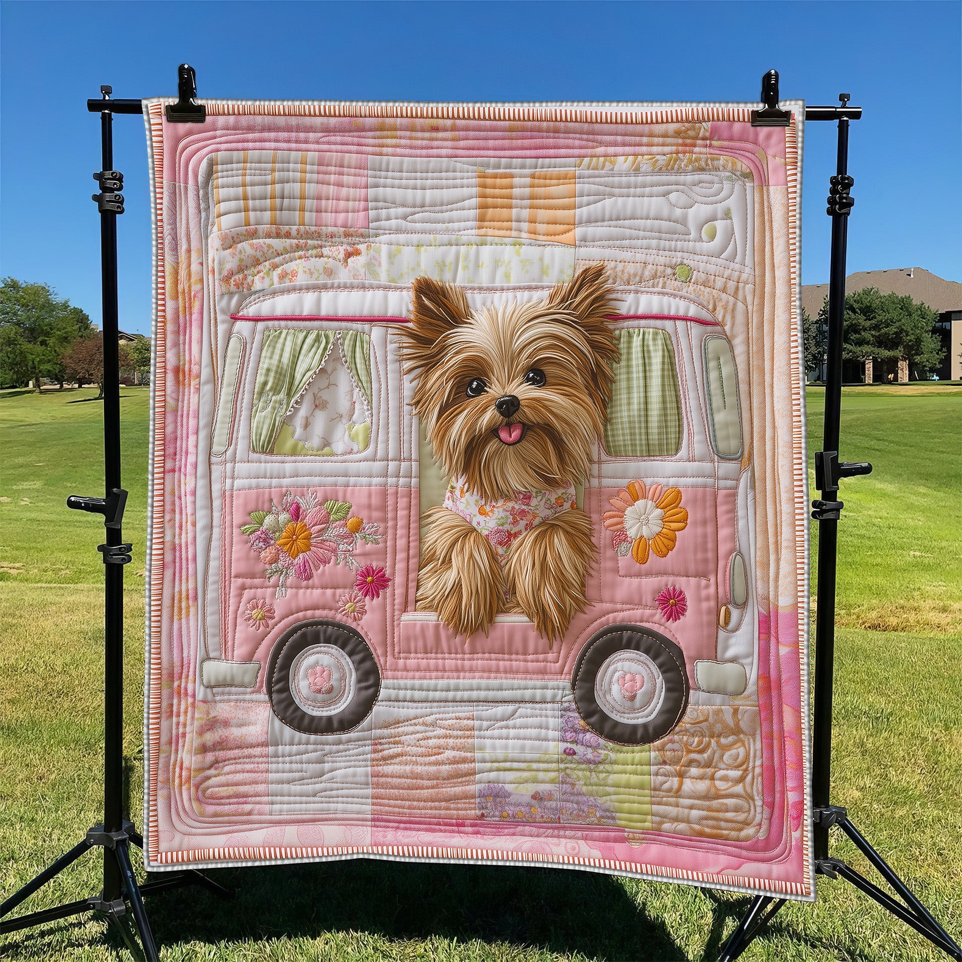 Yorkshire Terrier Quilted Blanket Merchandise Throw BlanketGifts For People Who Love Dogs