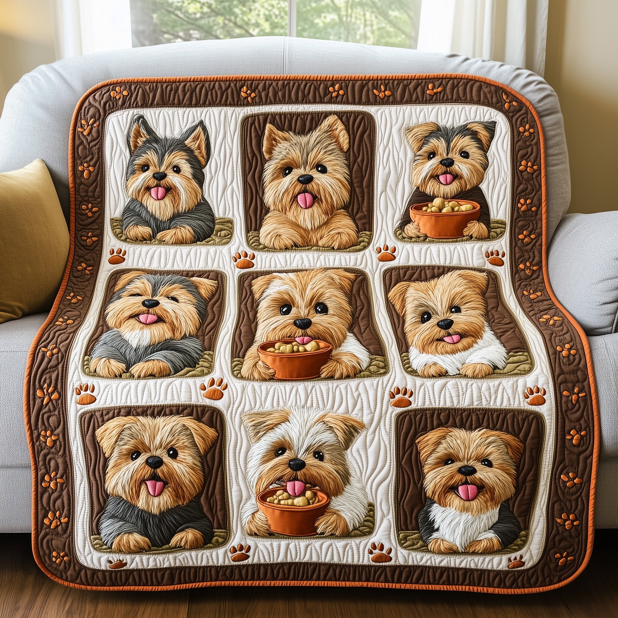 Yorkshire Terrier Quilted Blanket Nice Throw BlanketBest Gifts For New Dog Owners