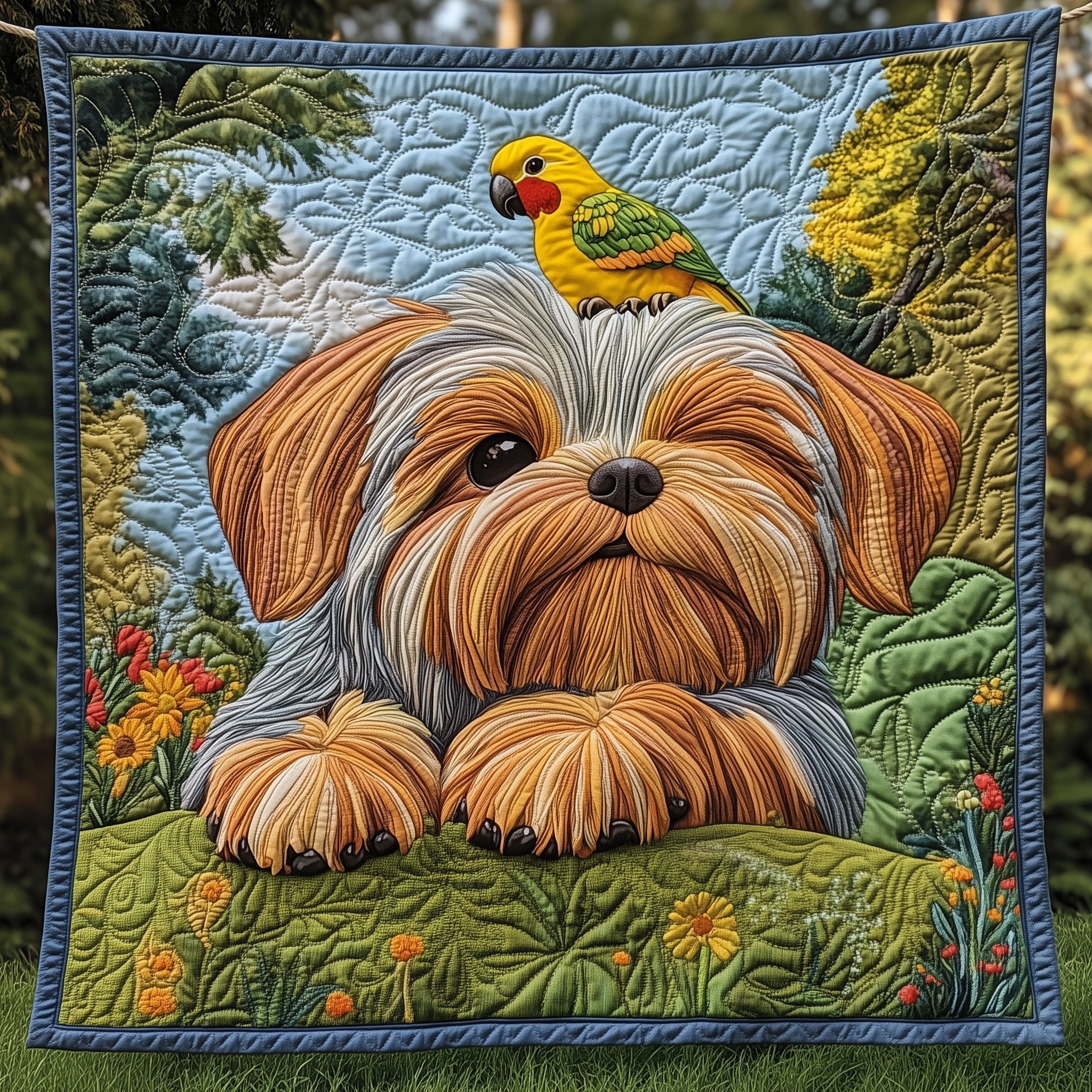 Yorkshire Terrier Quilted Blanket Nice Throw BlanketBirthday Gifts For Dog Lovers