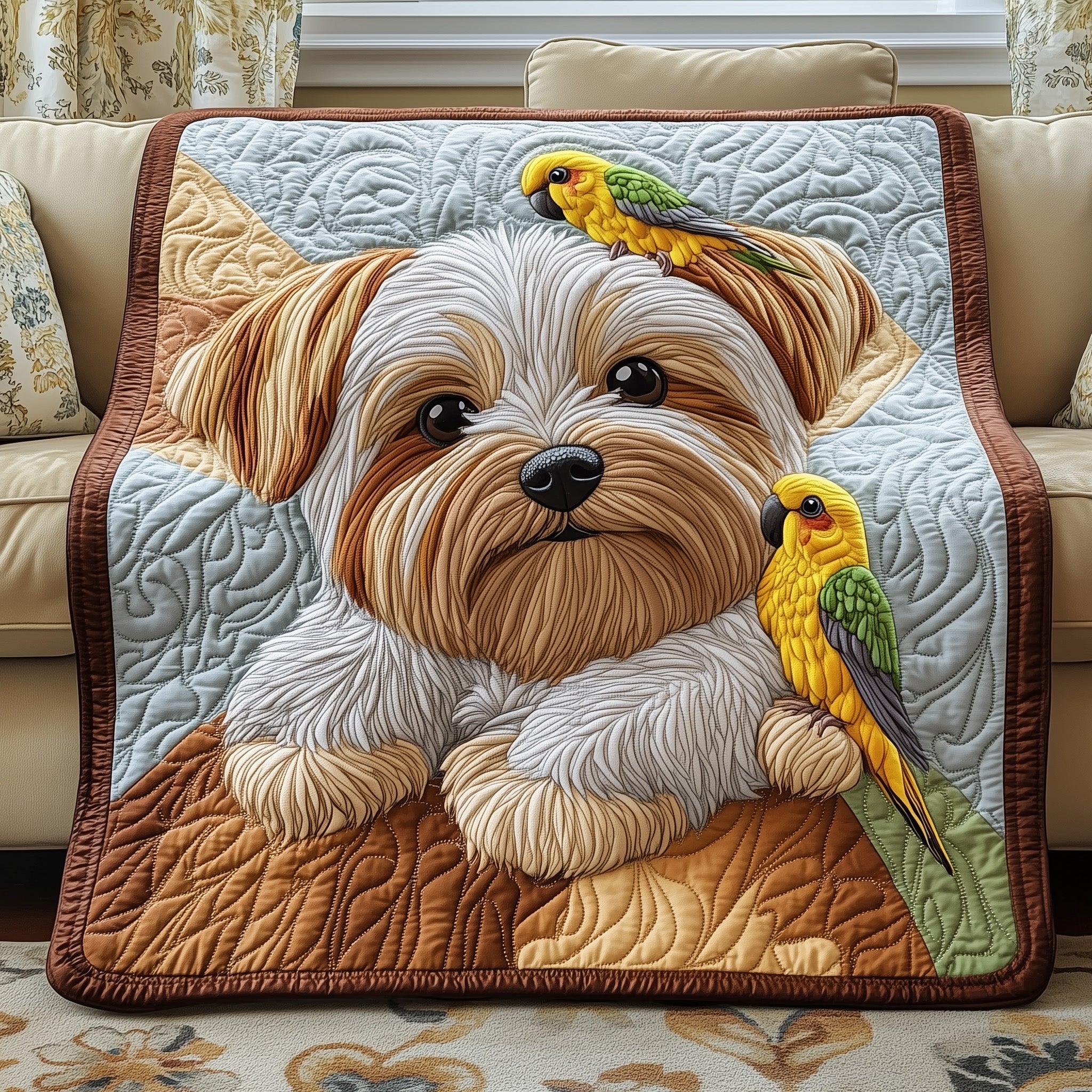 Yorkshire Terrier Quilted Blanket Nice Throw BlanketChristmas Gifts For Dog Lovers