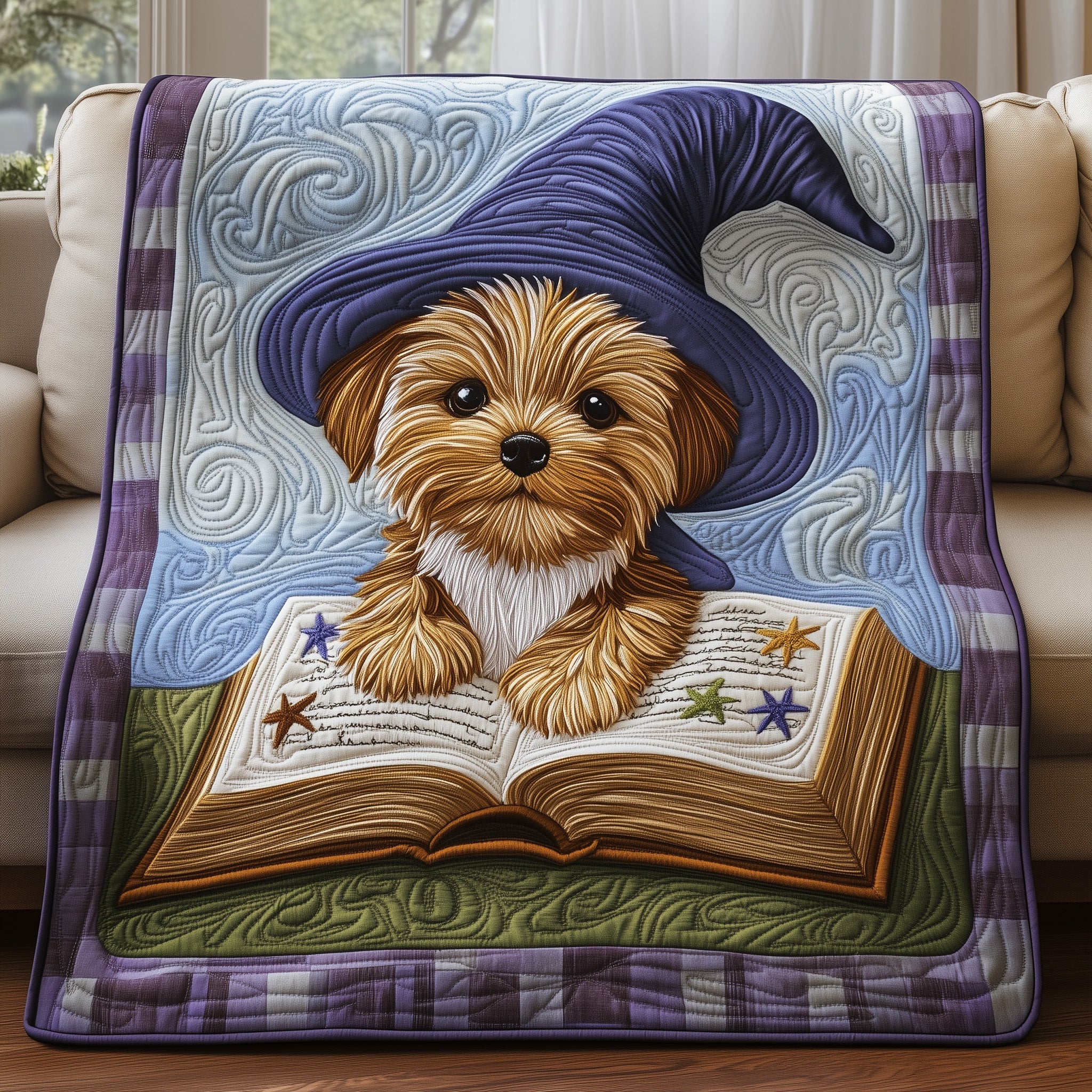 Yorkshire Terrier Quilted Blanket Nice Throw BlanketChristmas Presents For Dog Lovers