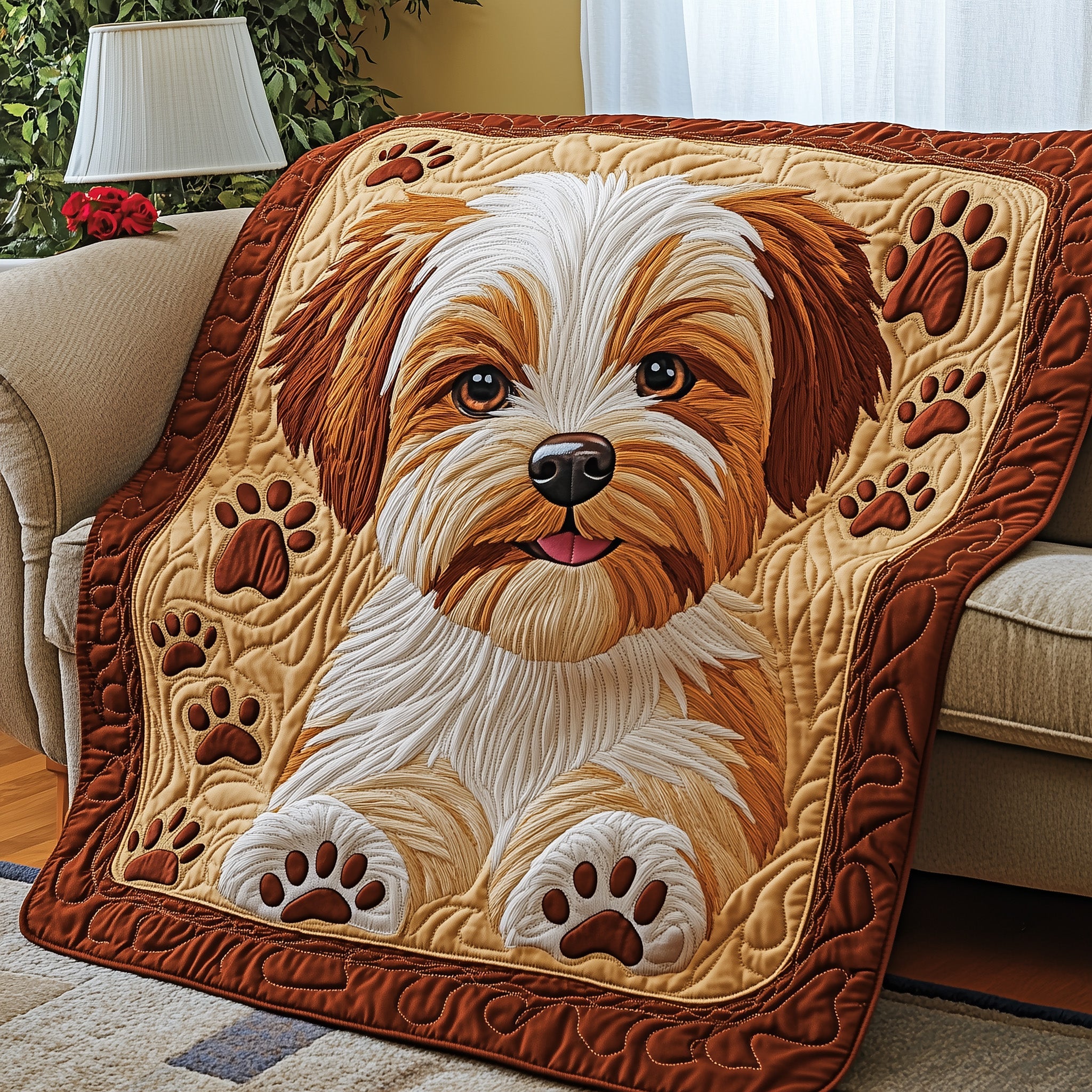 Yorkshire Terrier Quilted Blanket Nice Throw BlanketDog Lovers Themed Gifts Items