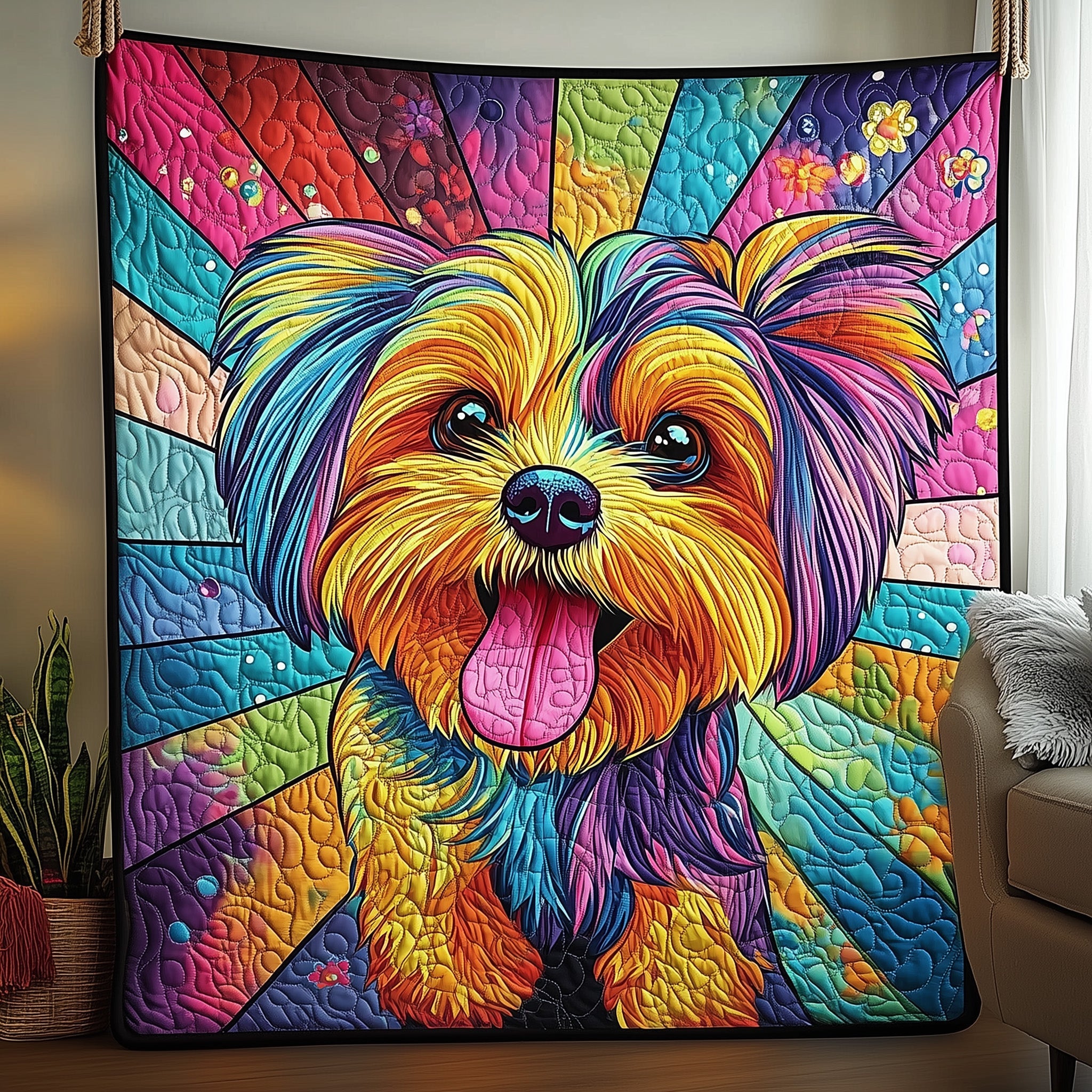 Yorkshire Terrier Quilted Blanket Nice Throw BlanketDog Mom Mother's Day Gifts