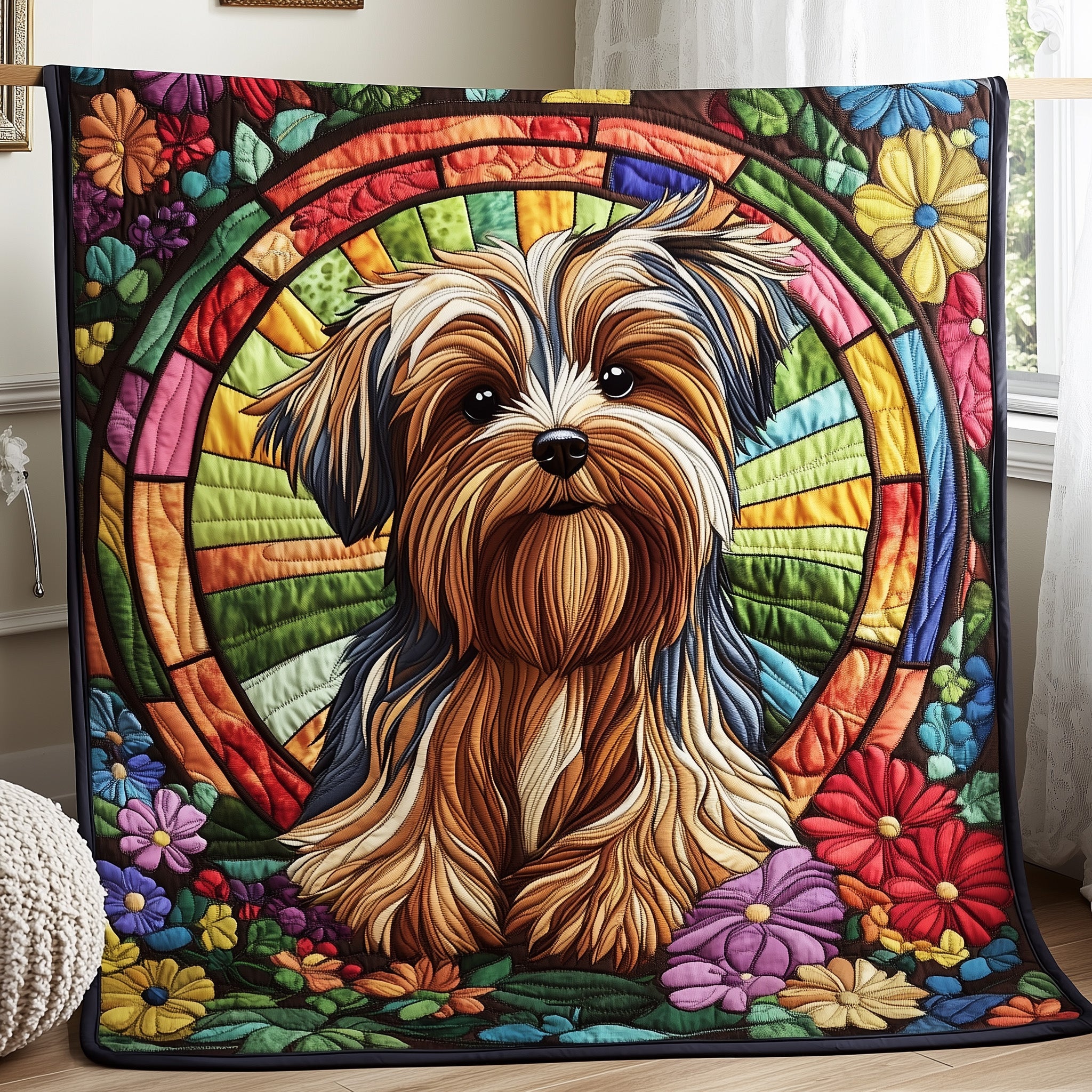 Yorkshire Terrier Quilted Blanket Nice Throw BlanketDog Owners Themed Gifts