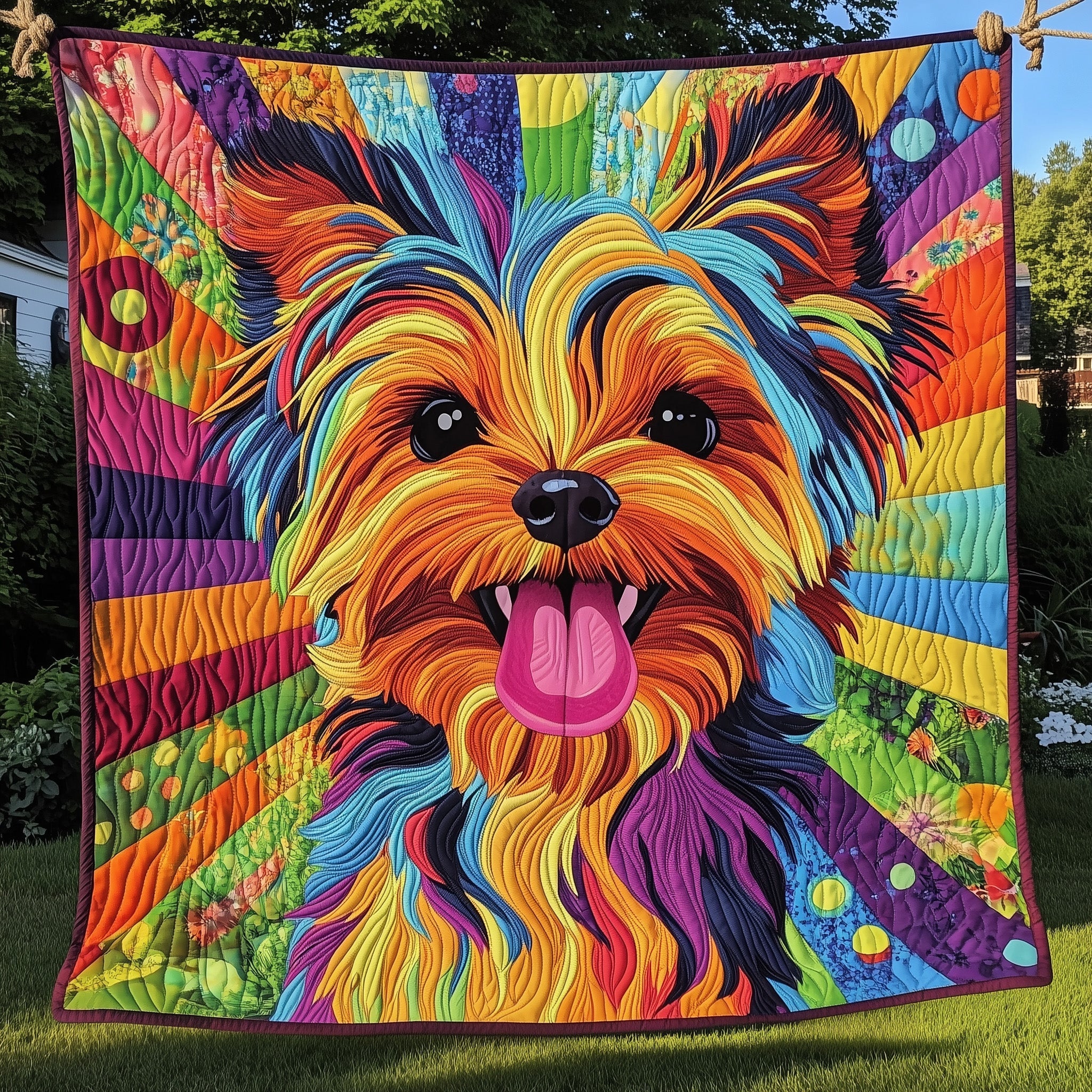 Yorkshire Terrier Quilted Blanket Nice Throw BlanketDog Themed Gifts