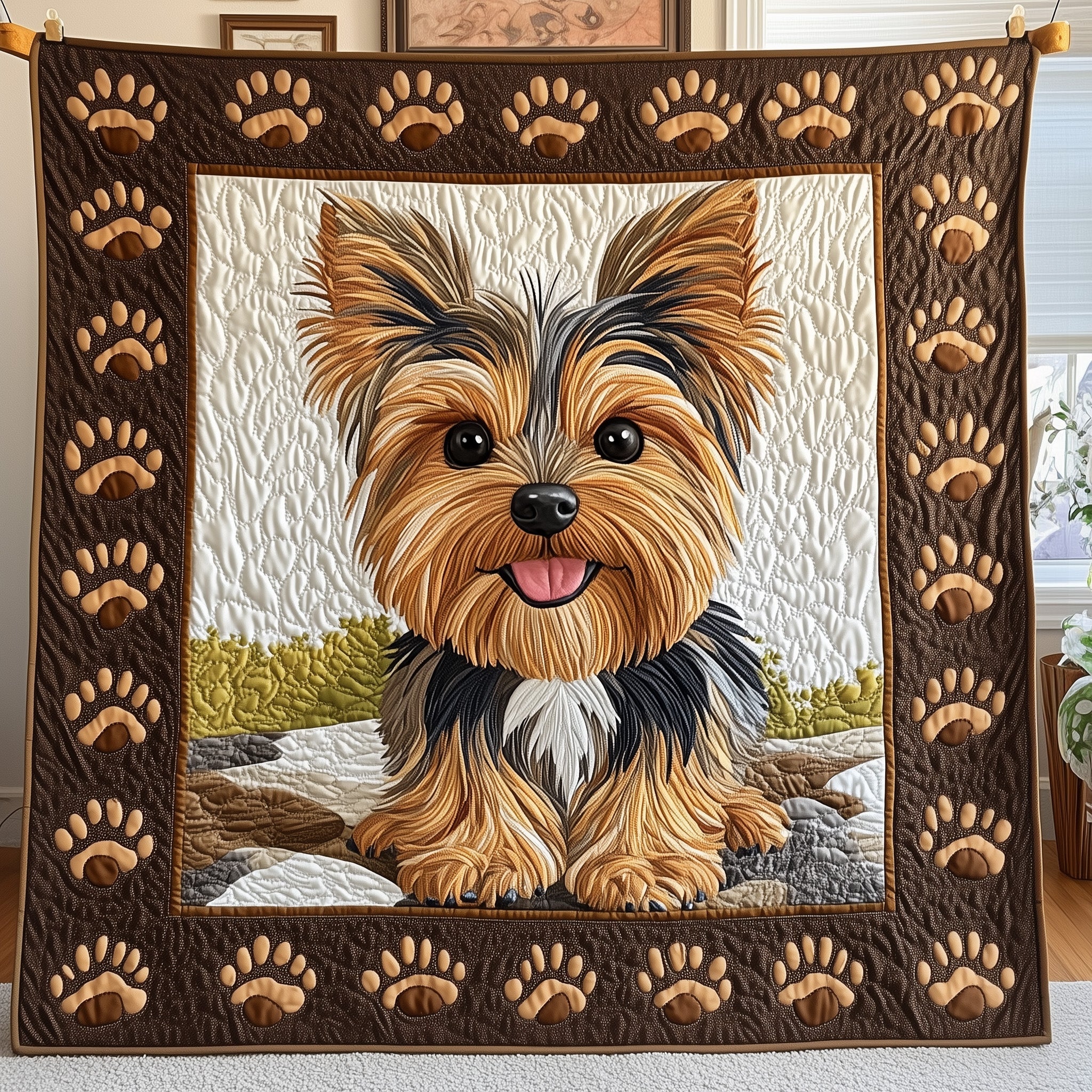 Yorkshire Terrier Quilted Blanket Nice Throw BlanketPresent Ideas For Animal Lovers