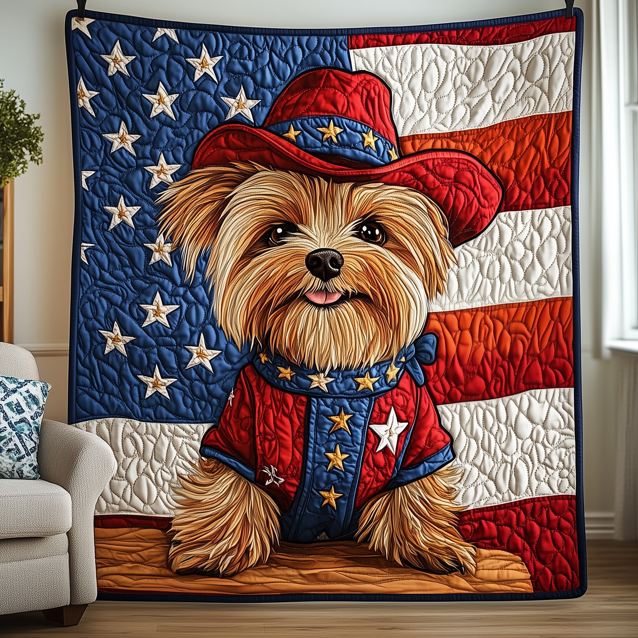 Yorkshire Terrier Quilted Blanket Nice Throw BlanketXmas Gifts For Dog Lovers