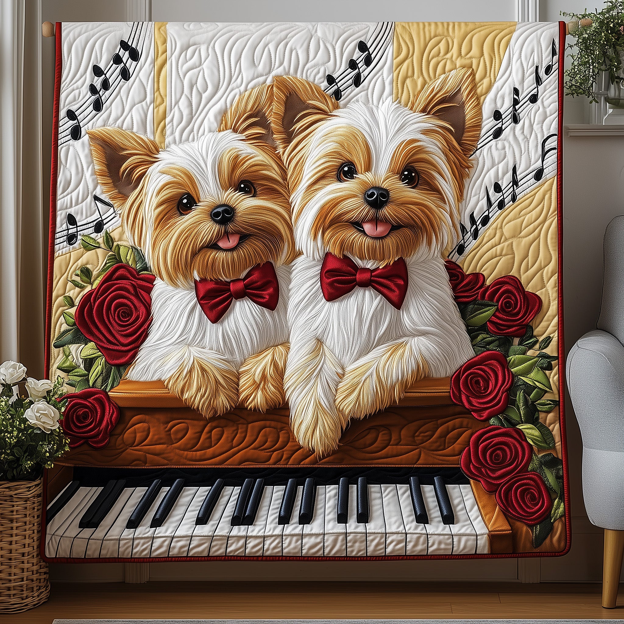 Yorkshire Terrier Quilted Blanket Nice Throw BlanketXmas Present For Dog Lovers