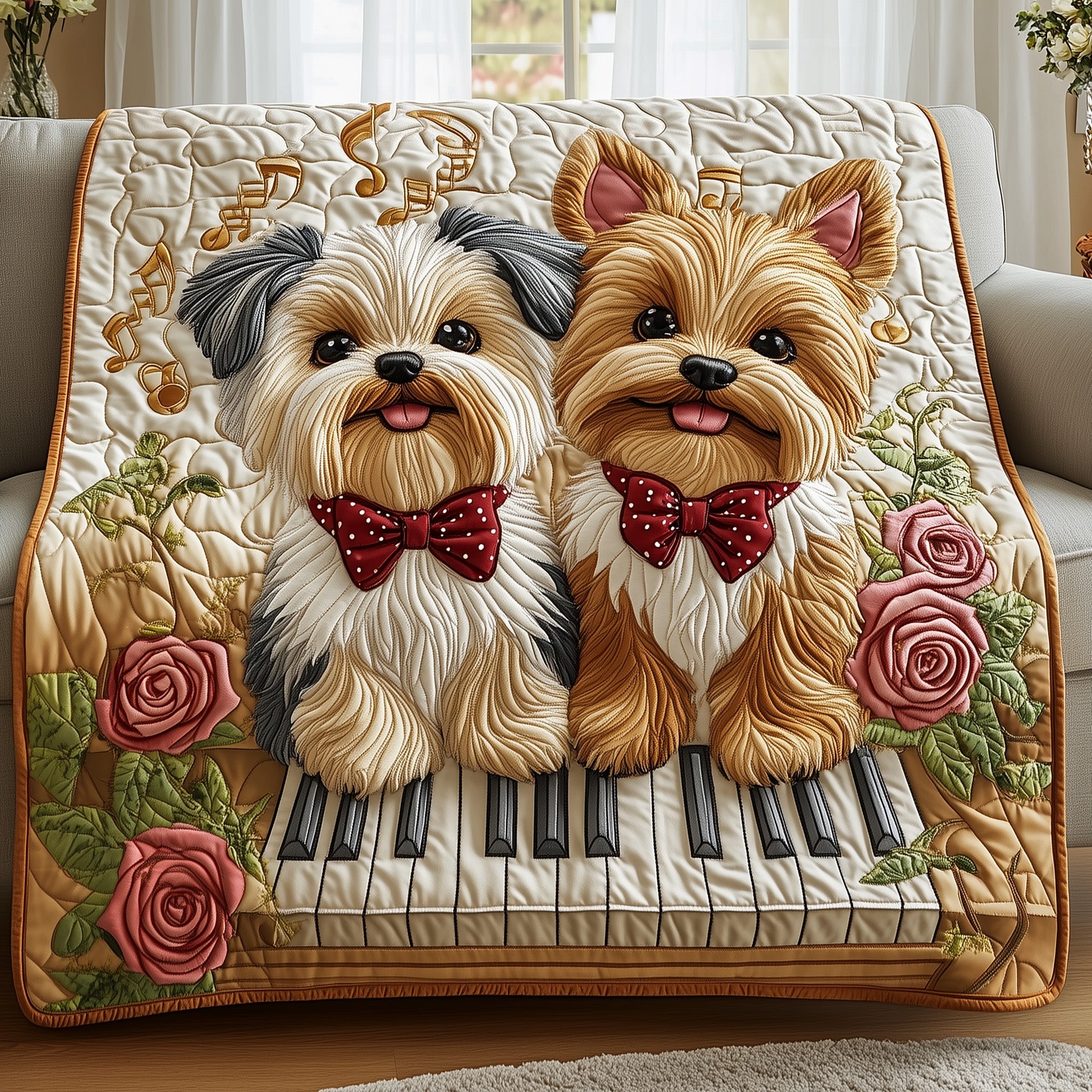 Yorkshire Terrier Quilted Blanket Nice Throw BlanketXmas Presents For Dog Lovers