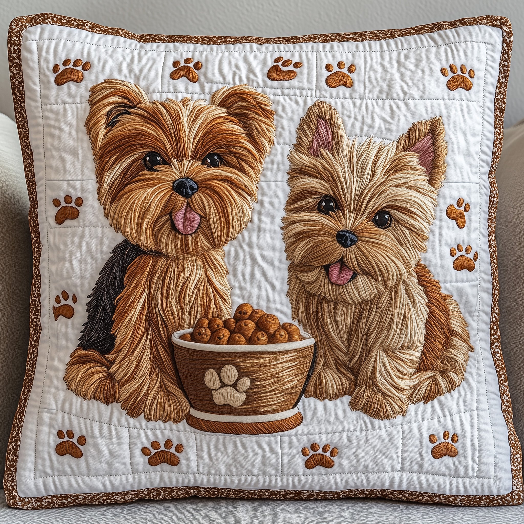 Yorkshire Terrier Quilted Pillow Case Decorative Pillow Cover MerchBest Dog Lovers Gifts For Him Her