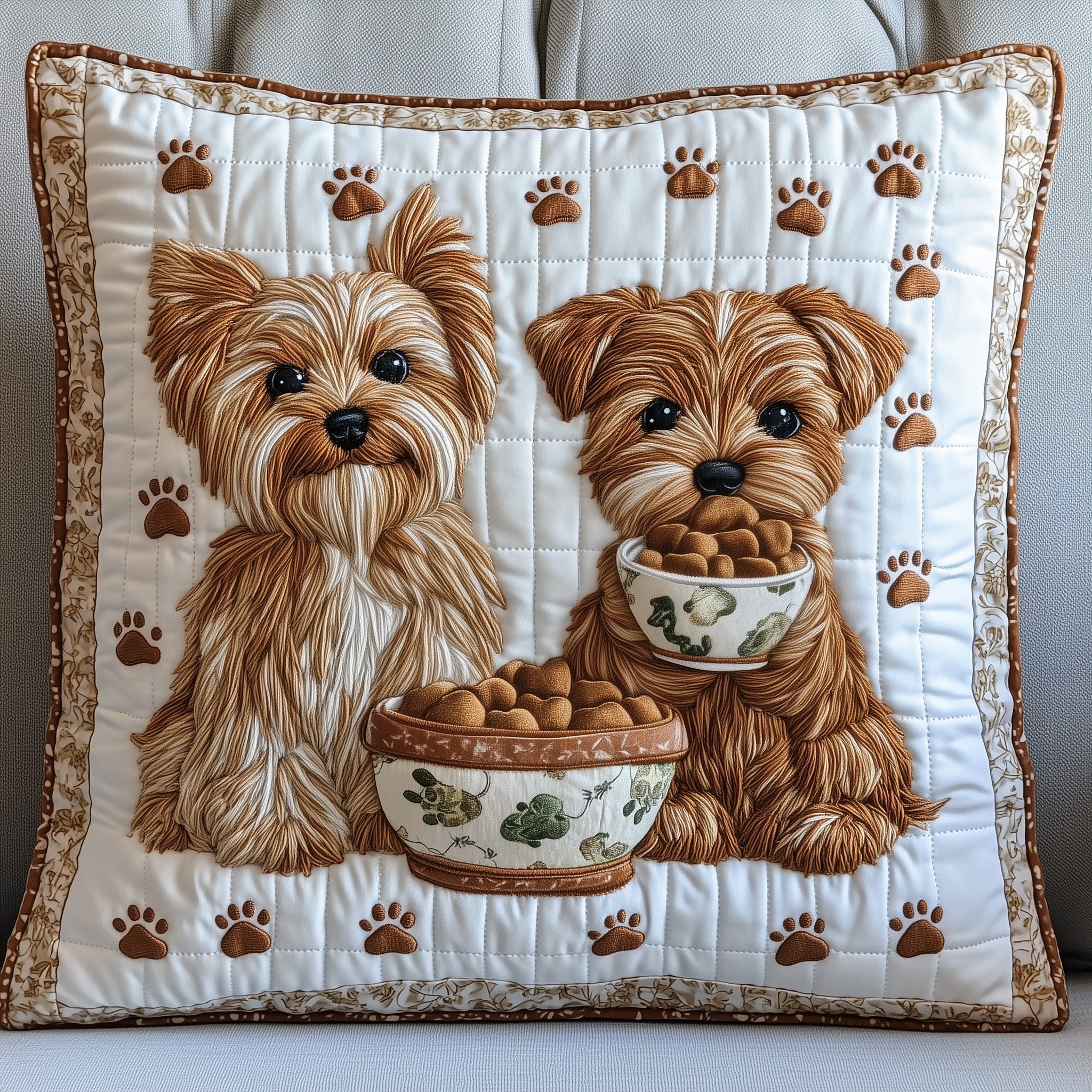 Yorkshire Terrier Quilted Pillow Case Gift For Girlfriend