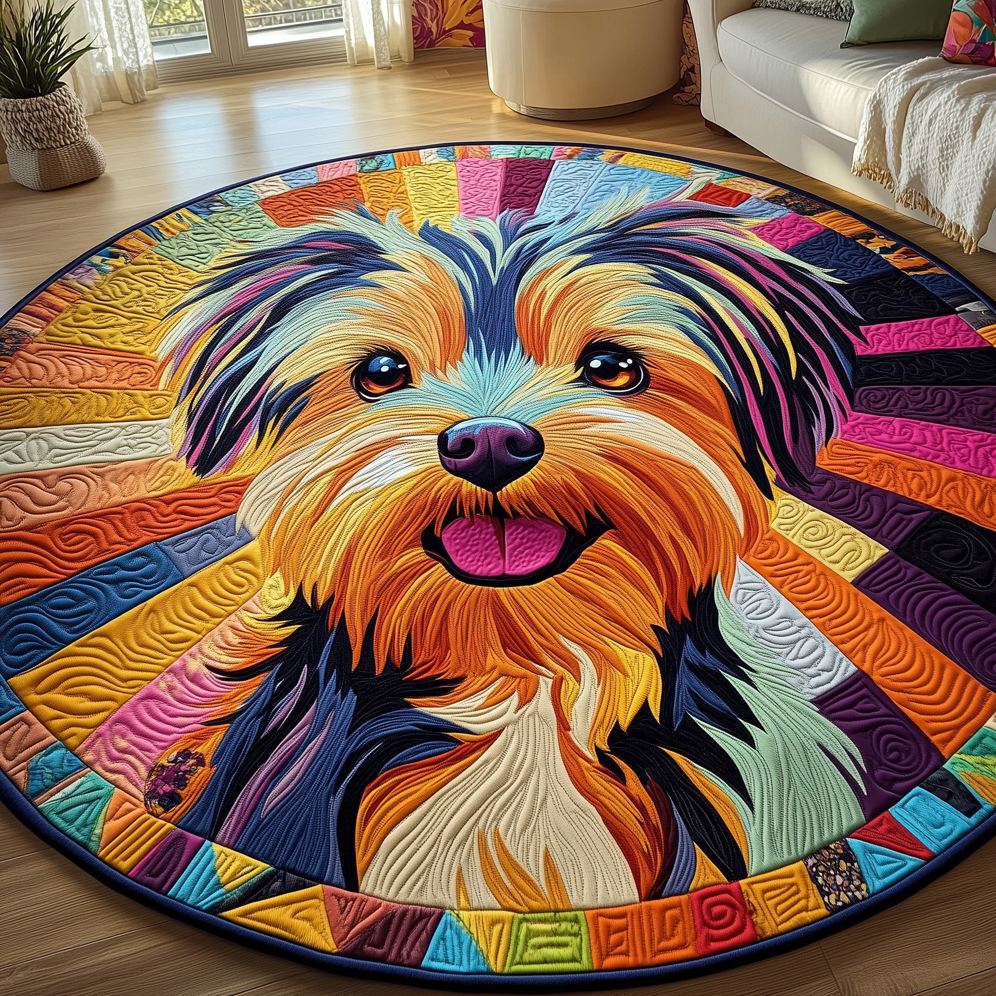 Yorkshire Terrier Quilted Round Mat Gift For Girlfriend(1)