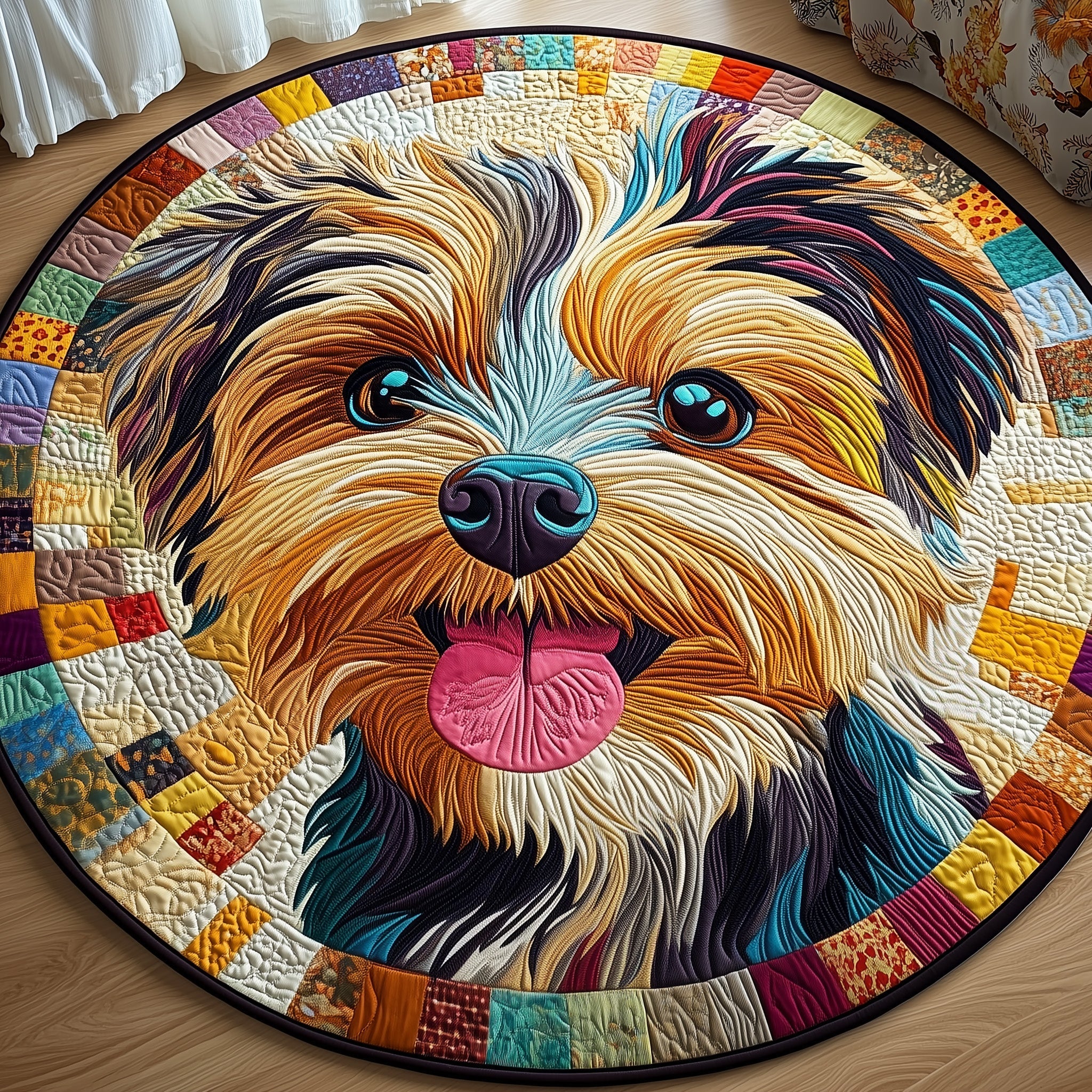 Yorkshire Terrier Quilted Round Mat Gift For Girlfriend