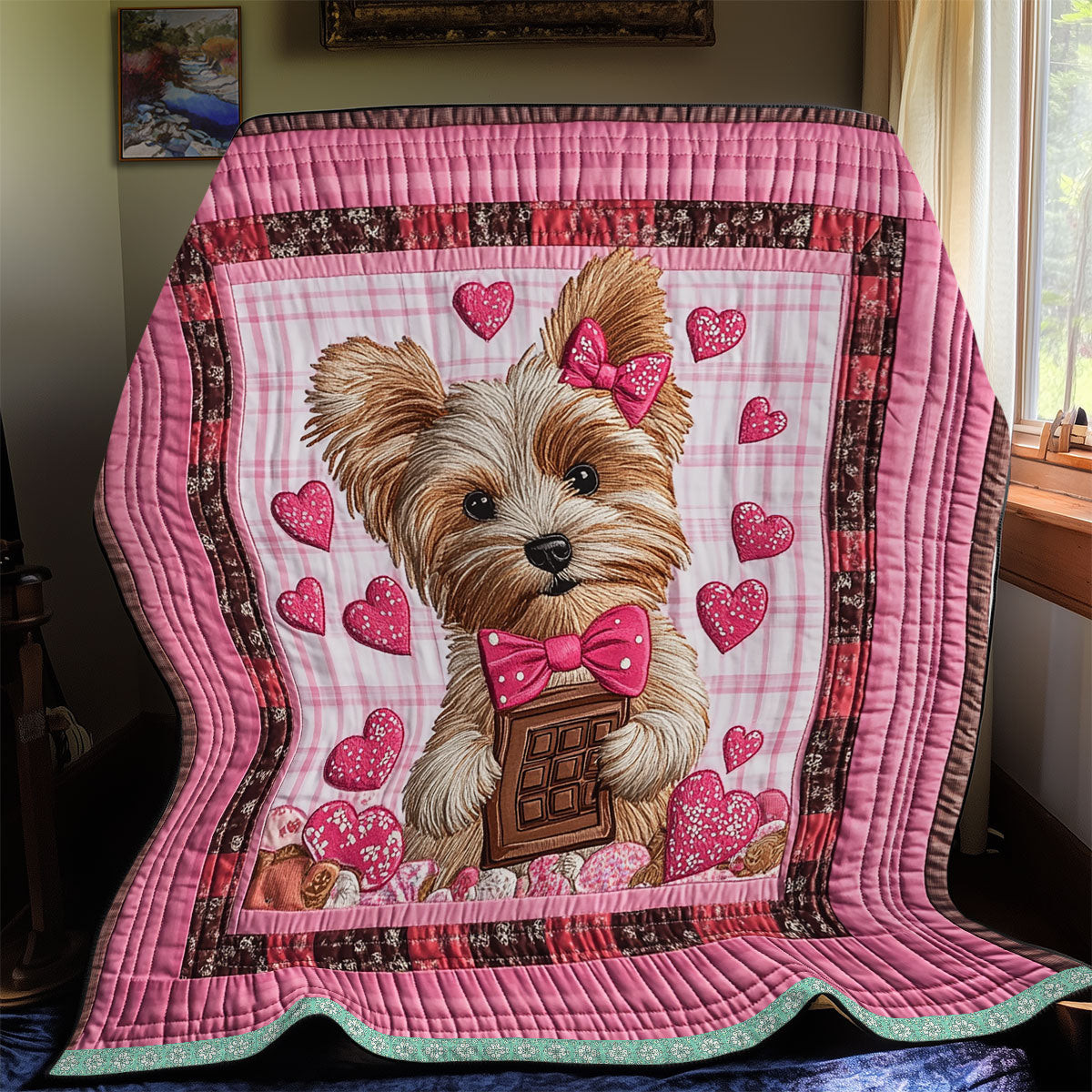 Yorkshire Terrier Valentine Quilt Blanket Throws And Blankets Special Gift For Father