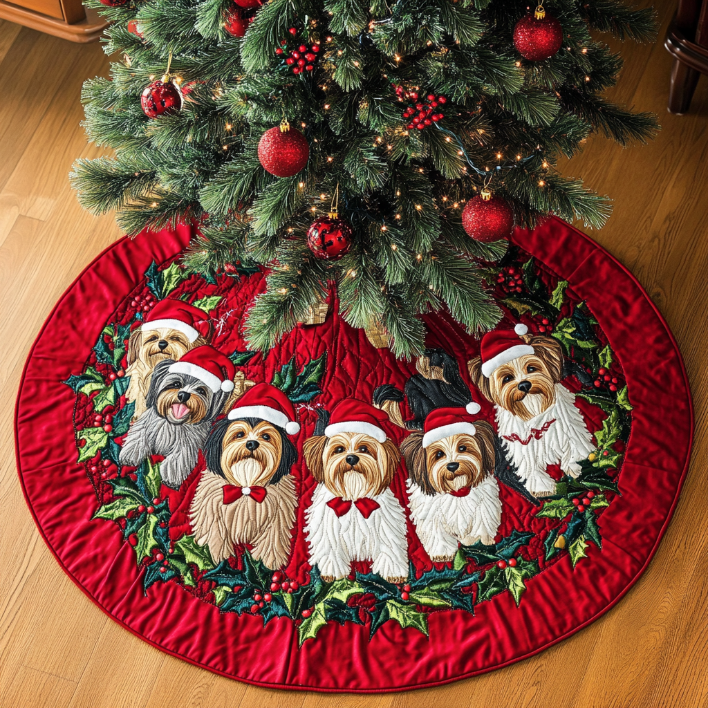 Yorkshires Wonder Christmas Quilted Tree Skirt Beautiful Tree Skirt to Complete Your Christmas Look