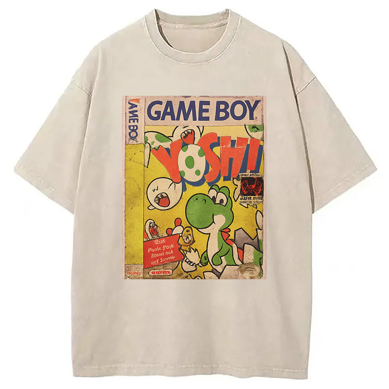 Yoshi GameBoy Vintage Washed T-Shirt Trendy Aesthetic Graphic Apparel Gifts For Him