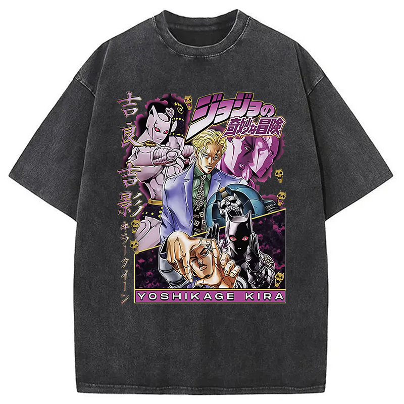 Yoshikage Kira Washed T-Shirt Unisex Streetwear Graphic Style Gifts For Friends
