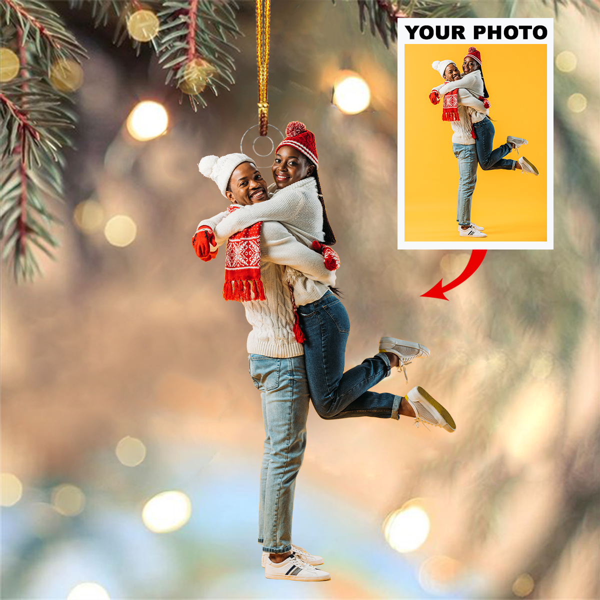 You And Me Couple Ornament Personalized Photo Mica Ornament Christmas Gift For Couple
