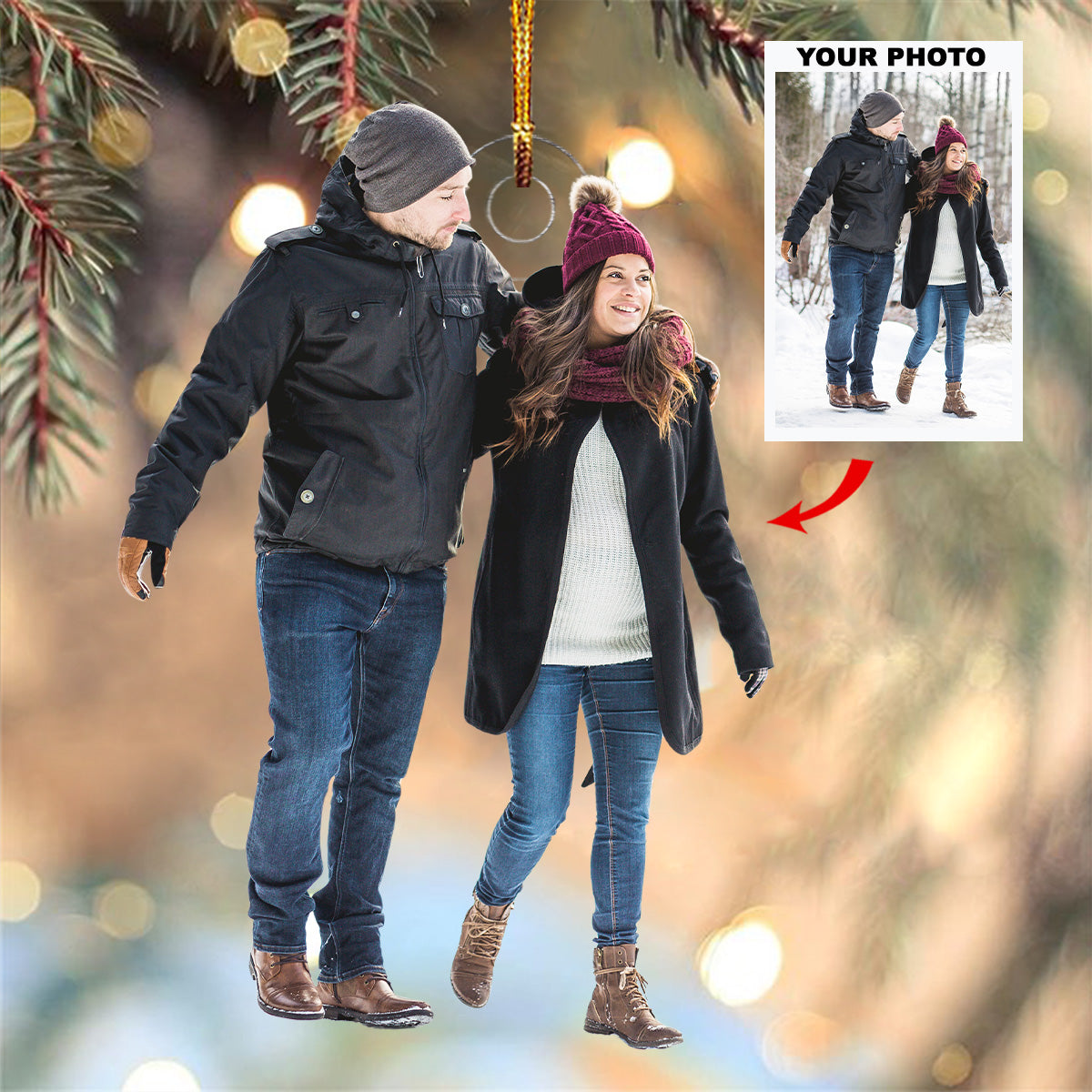 You And Me In The Winter Personalized Photo Mica Ornament Christmas Gift For Couple Family
