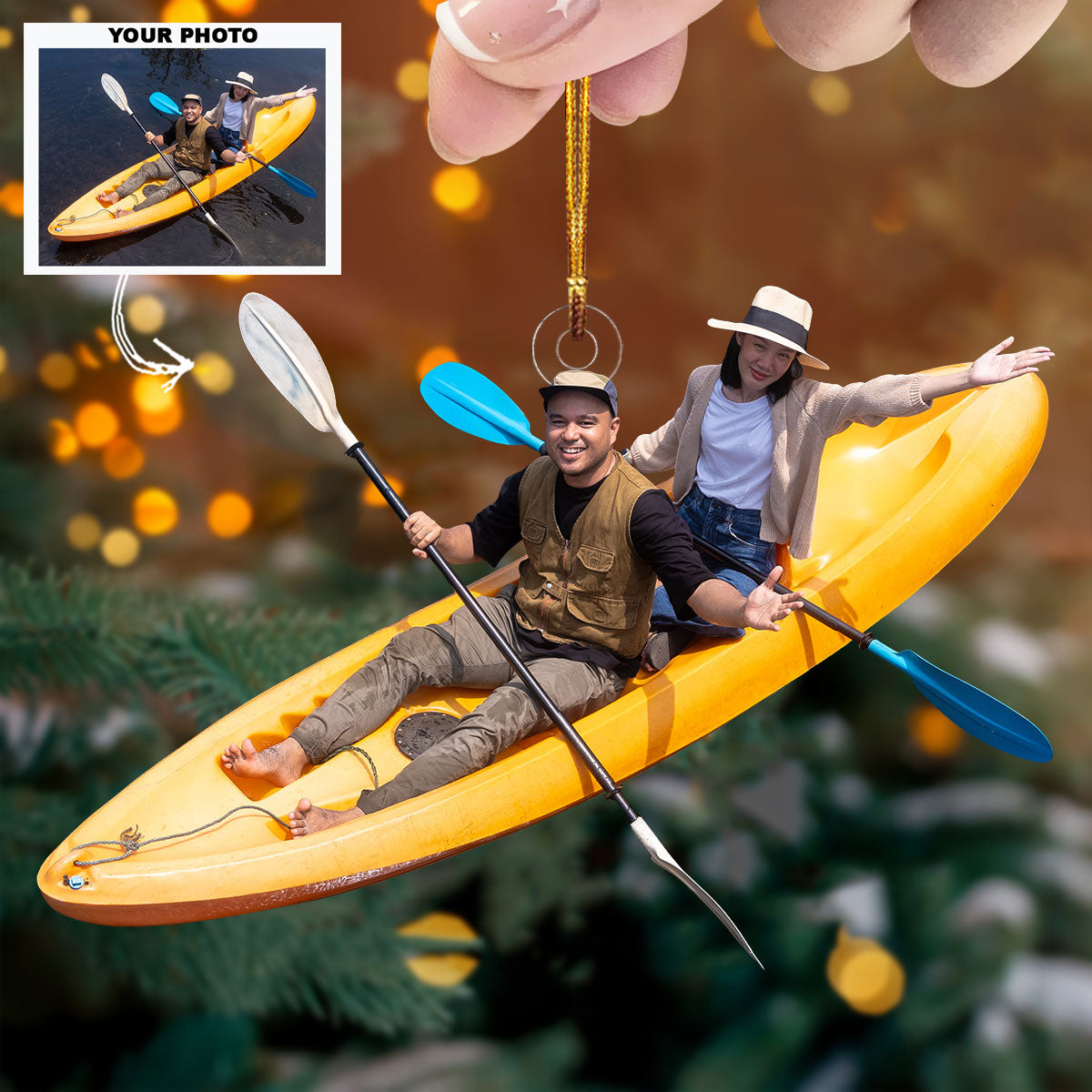 You And Me Personalized Photo Mica Ornament Christmas Gift For Couple