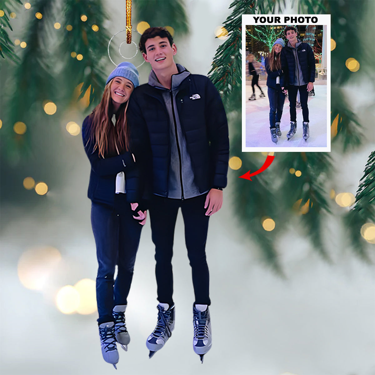 You And Me Personalized Photo Mica Ornament Christmas Gift For Ice Skate Players Ice